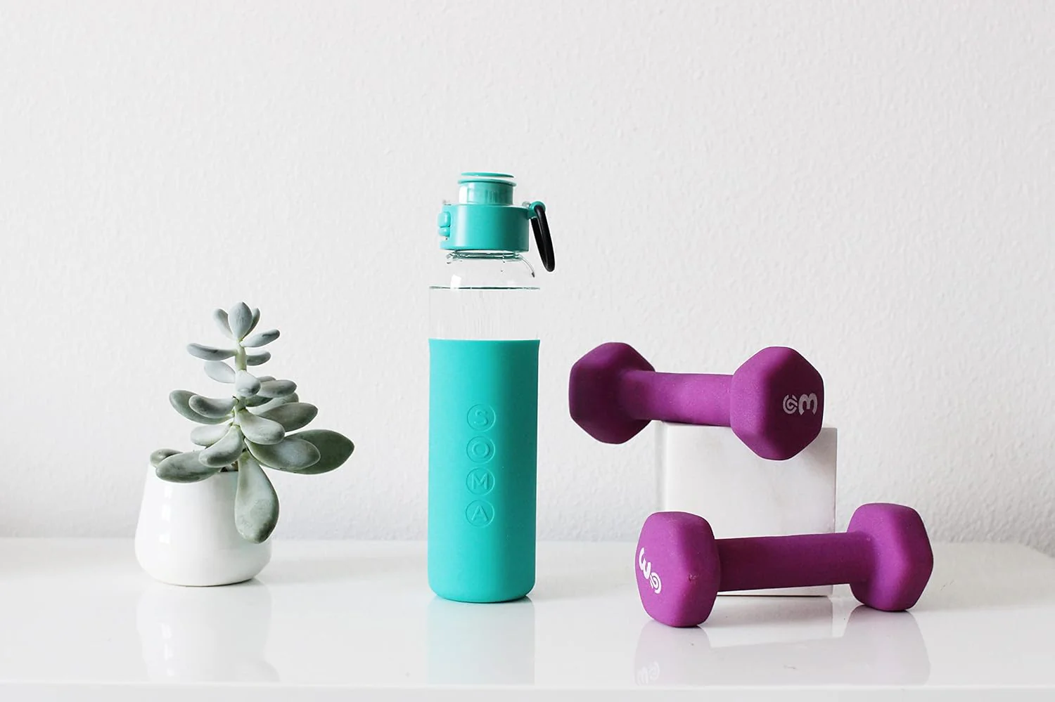 17oz Glass Water Bottle With Sport Cap - Aqua - Image 3
