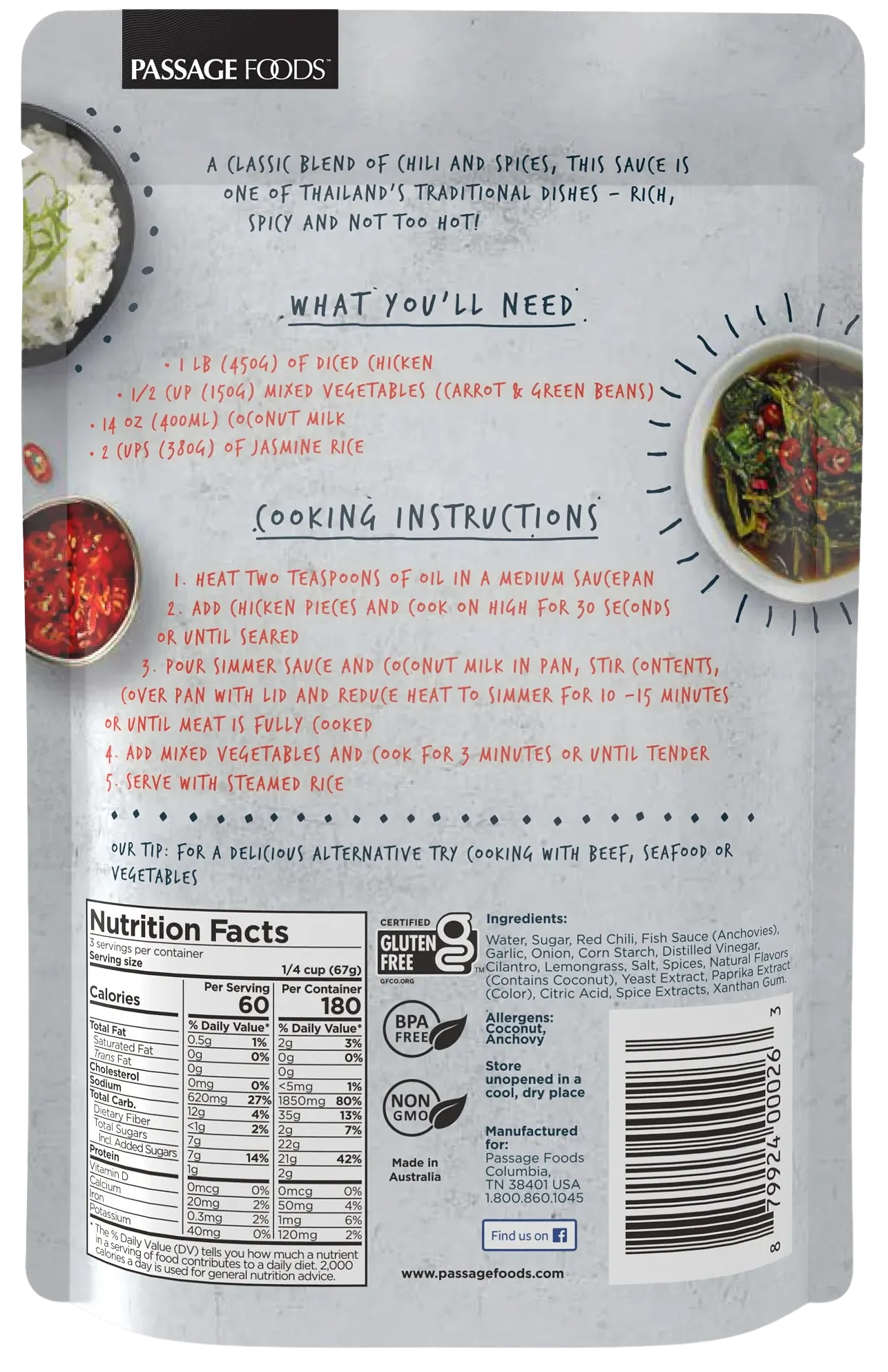 Gluten Free Red Thai Curry Simmer Sauce (6 Pack) - Image 3