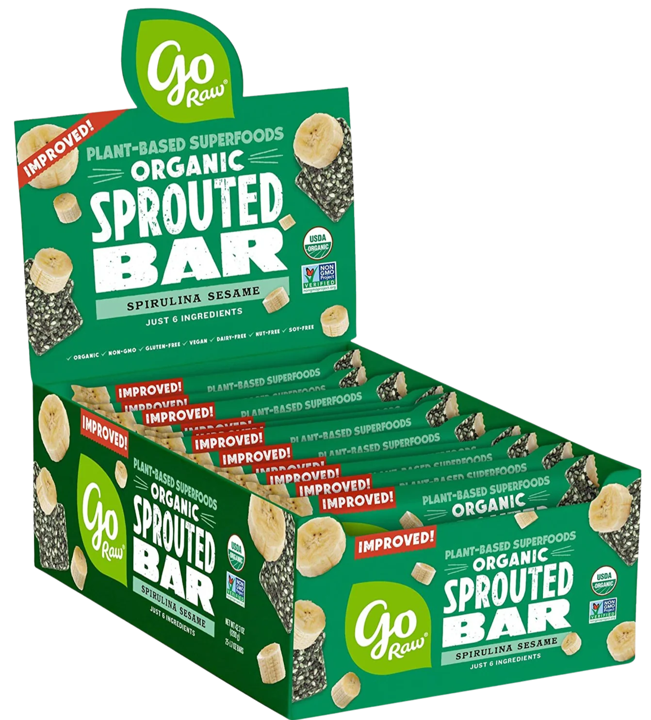 Organic Spirulina Sesame Sprouted Bar (25 Pack)