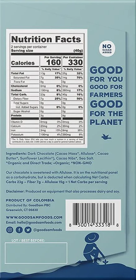 Dark Chocolate Sea Salt Nibs Bar - Image 2