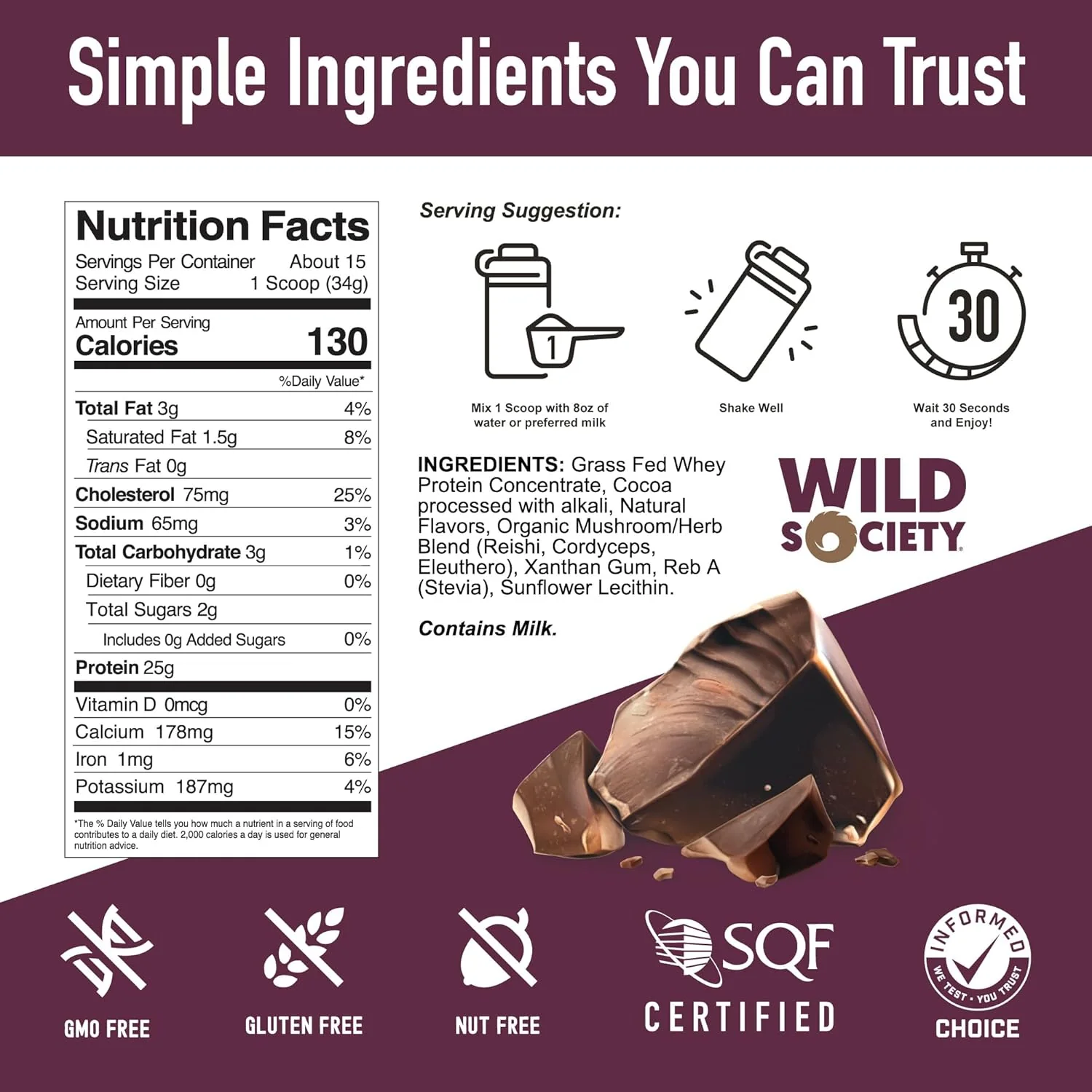 Grass Fed Whey Protein Powder - Dutch Chocolate - Image 3