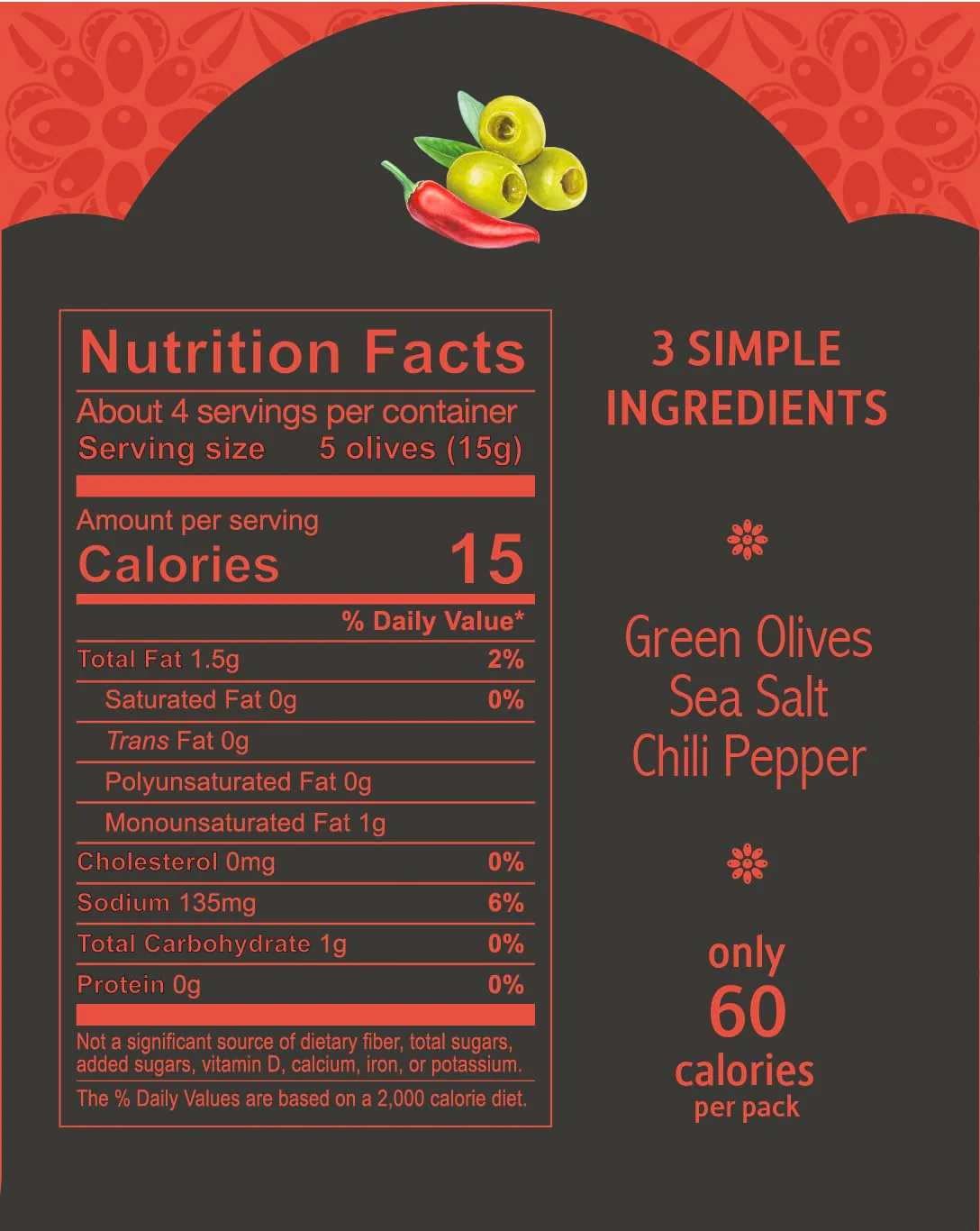 Green Pitted Olives With Chili (Snack Bag) - Image 3