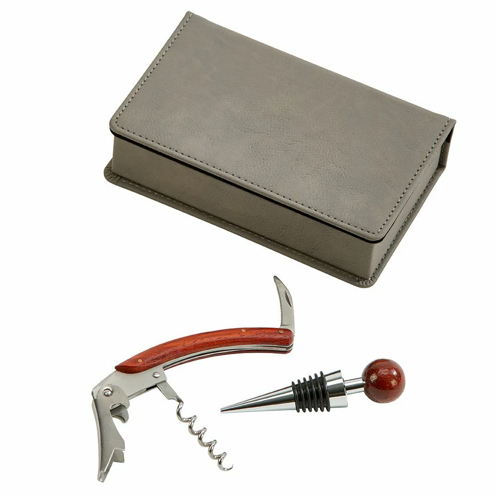 Grey Leatherette 2-Piece Bar Tool Set - Image 3