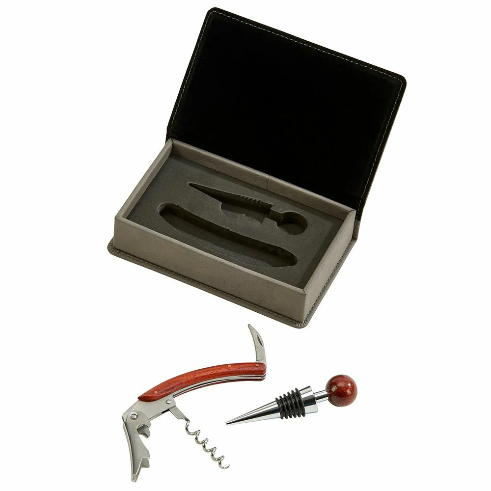 Grey Leatherette 2-Piece Bar Tool Set - Image 4