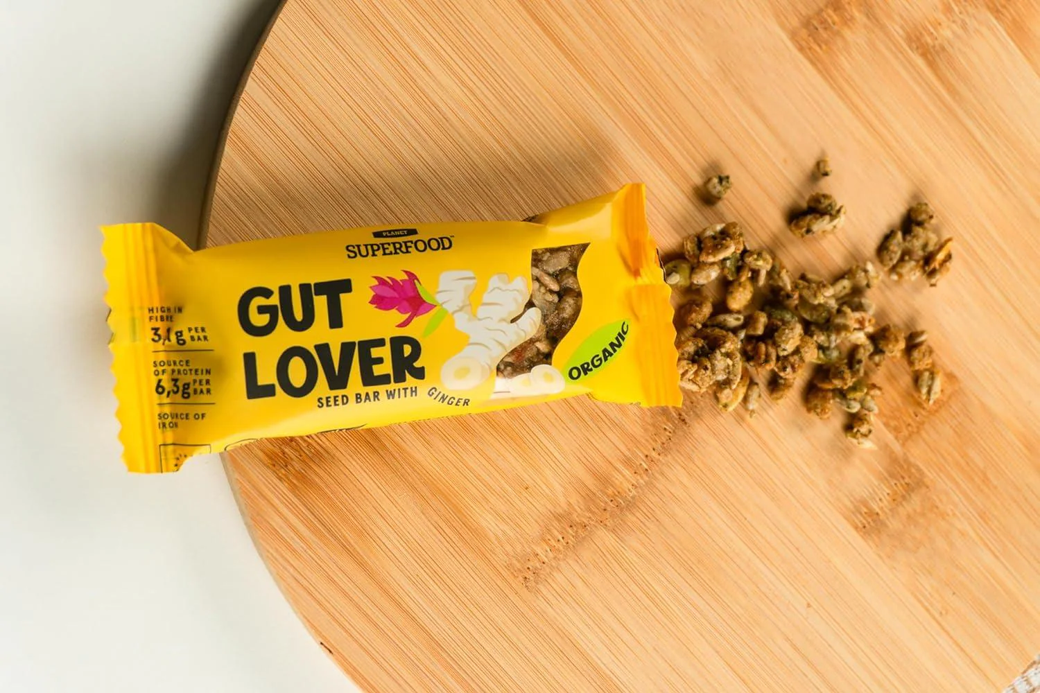 Gut Lover Organic Seed Bar with Ginger (24 CT) - Image 3