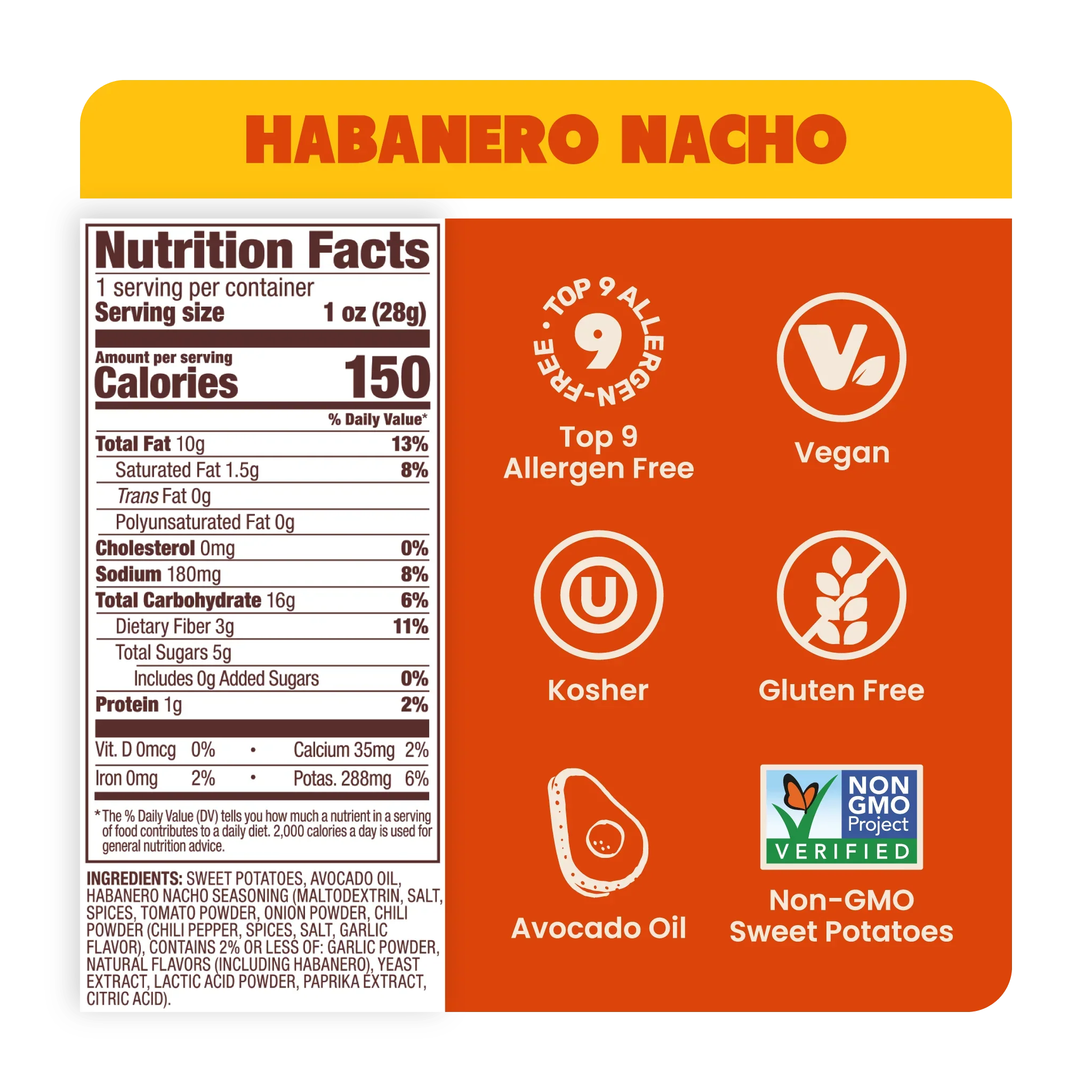 Habanero Nacho Sweet Potato Chips in Avocado Oil - Image 3