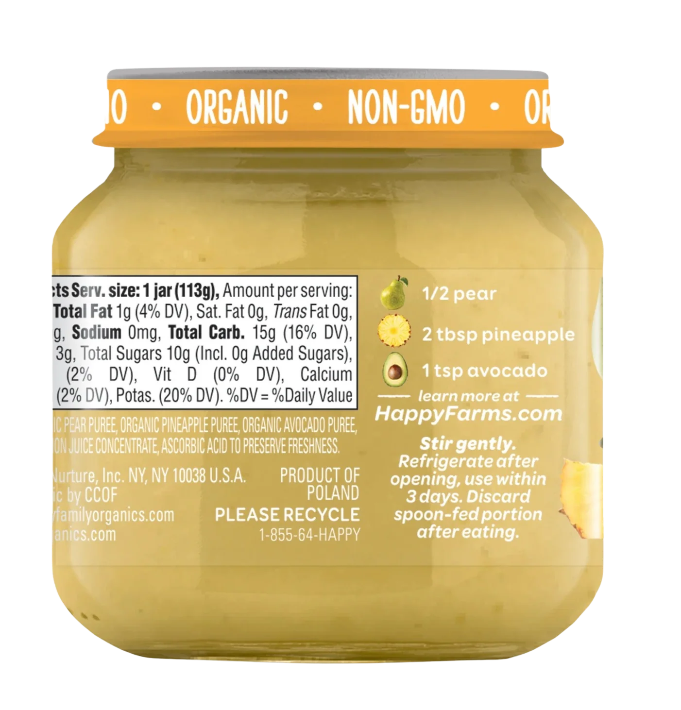 Organic Pears Pineapples & Avocados Baby Food (6 Pack) - Image 3