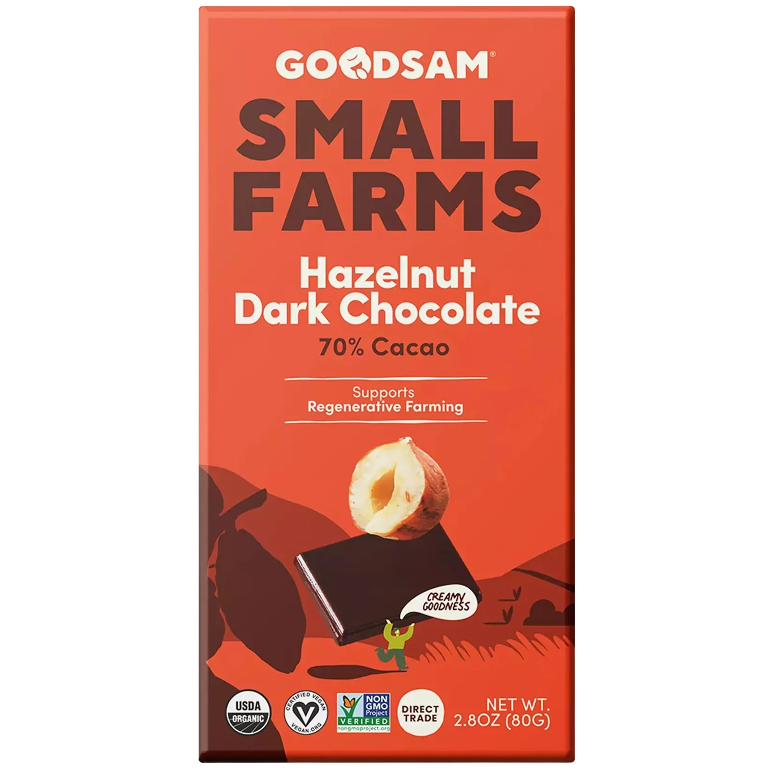 Organic Hazelnut 70% Dark Chocolate Bar