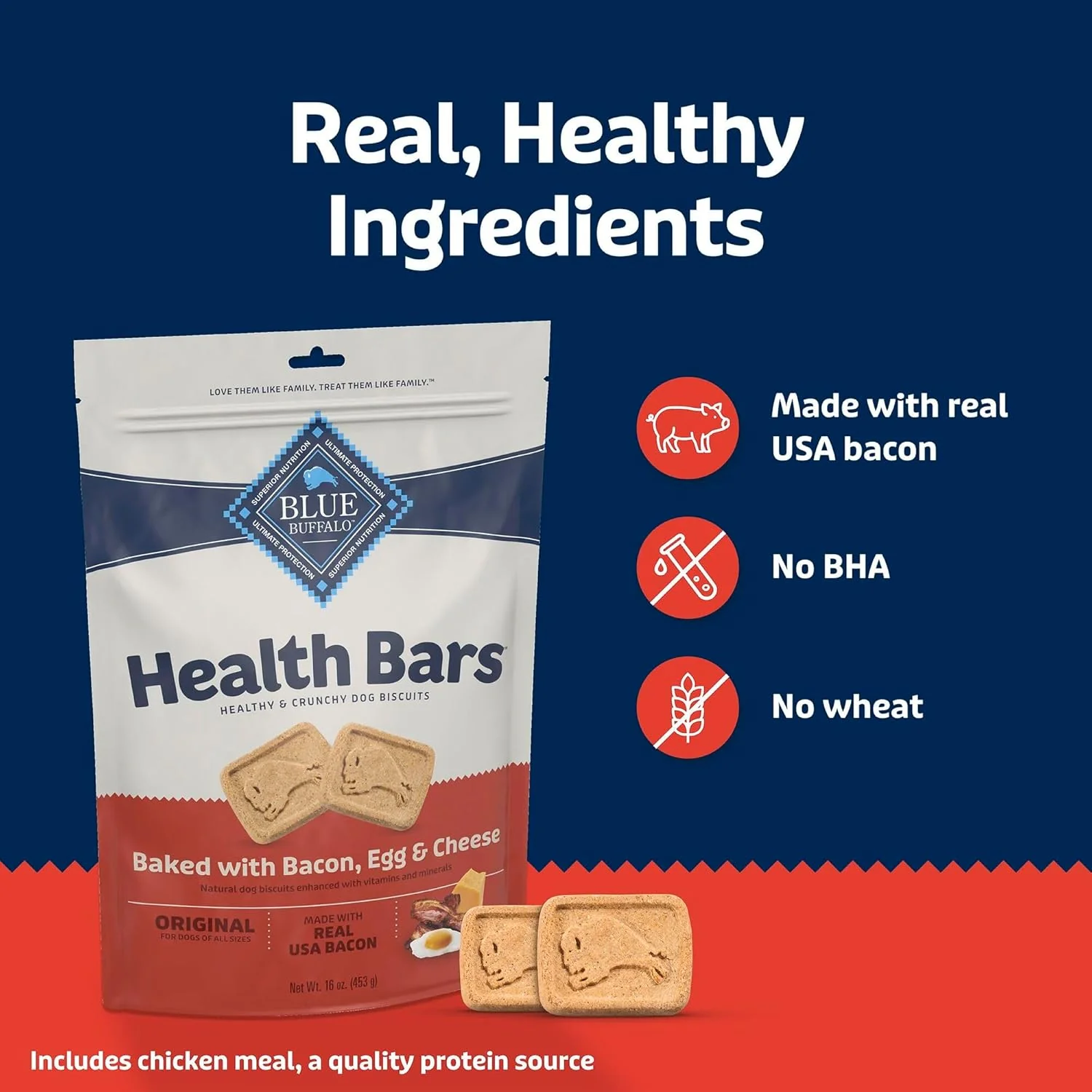 Health Bars Natural Crunchy Dog Treats - Bacon, Egg & Cheese Flavor - Image 6