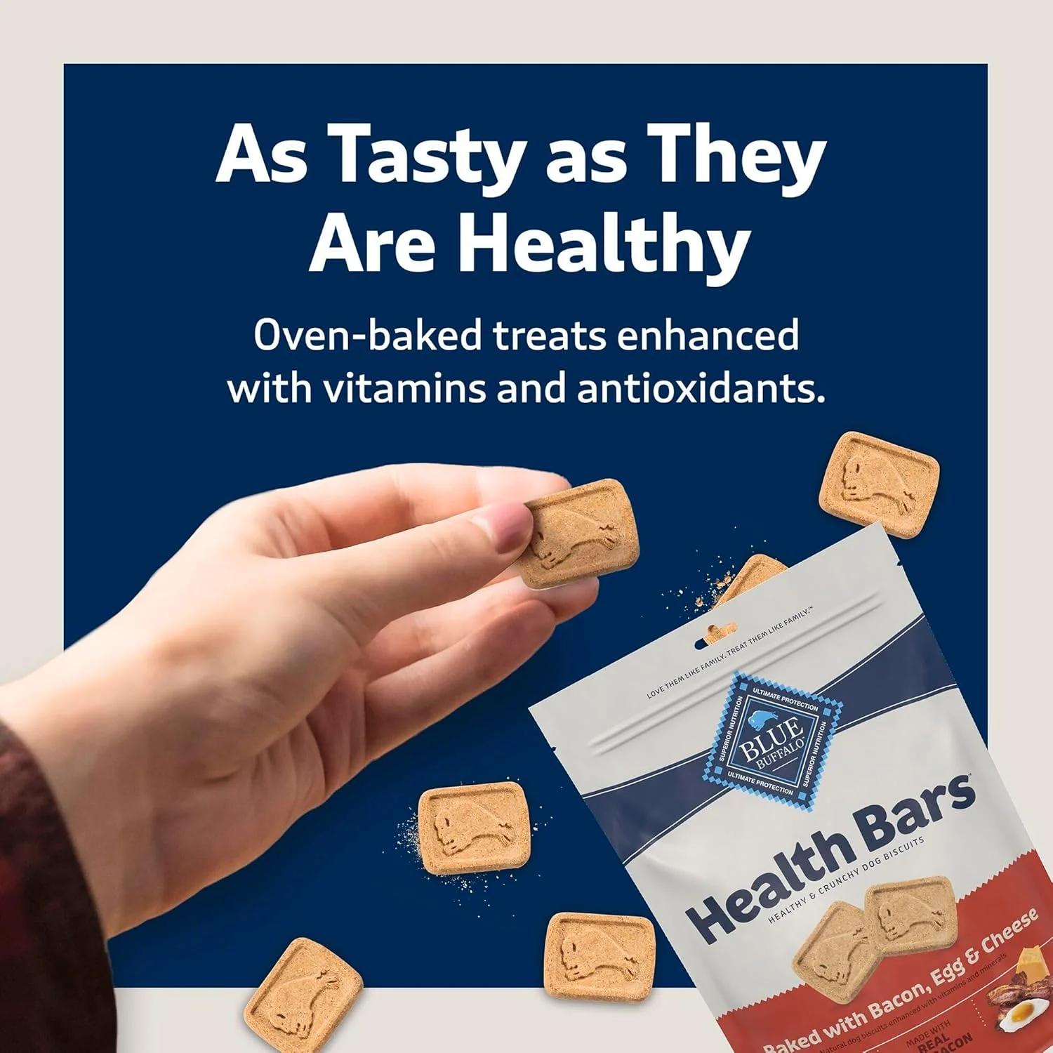 Health Bars Natural Crunchy Dog Treats - Bacon, Egg & Cheese Flavor - Image 7