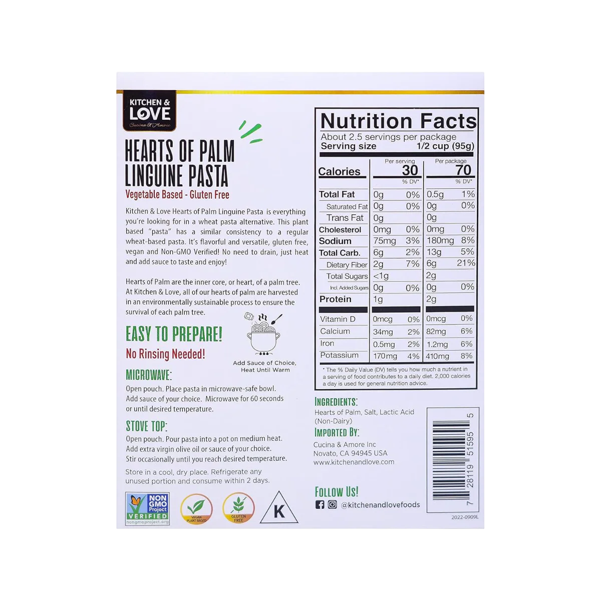 Hearts Of Palm Pasta Linguine (6 CT) - Image 4