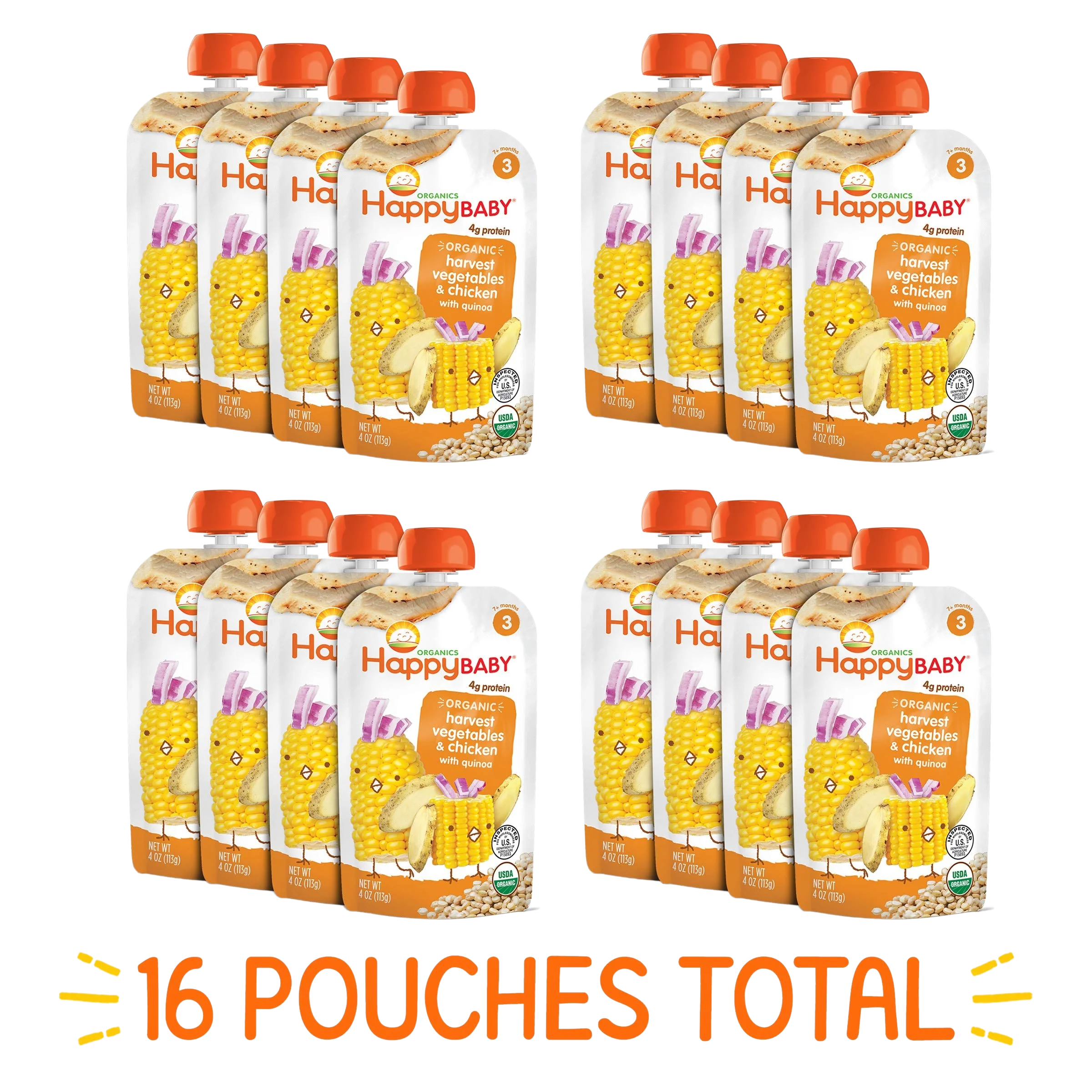 Hearty Meals Organic Harvest Vegetables & Chicken Stage 3 Baby Food (16 Pack)
