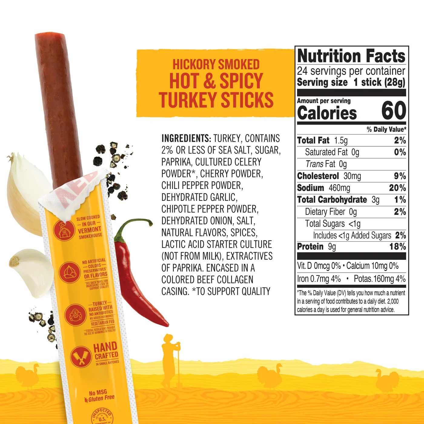 Hickory Smoked Hot & Spicy Turkey Sticks (6 CT) - Image 3