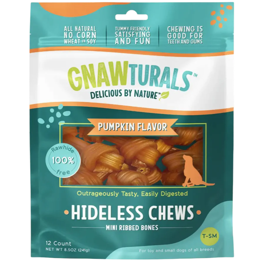 Hideless Chews Ribbed Bone Pumpkin Flavor Dog Treats