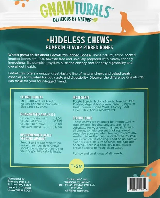 Hideless Chews Ribbed Bone Pumpkin Flavor Dog Treats - Image 4