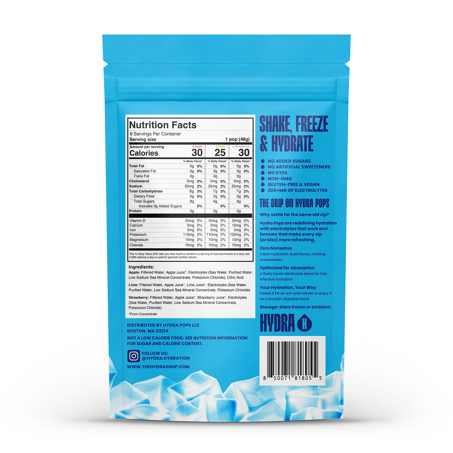 Hydra Pops Variety Pack Electrolyte Freeze Pops (6 CT) - Image 3