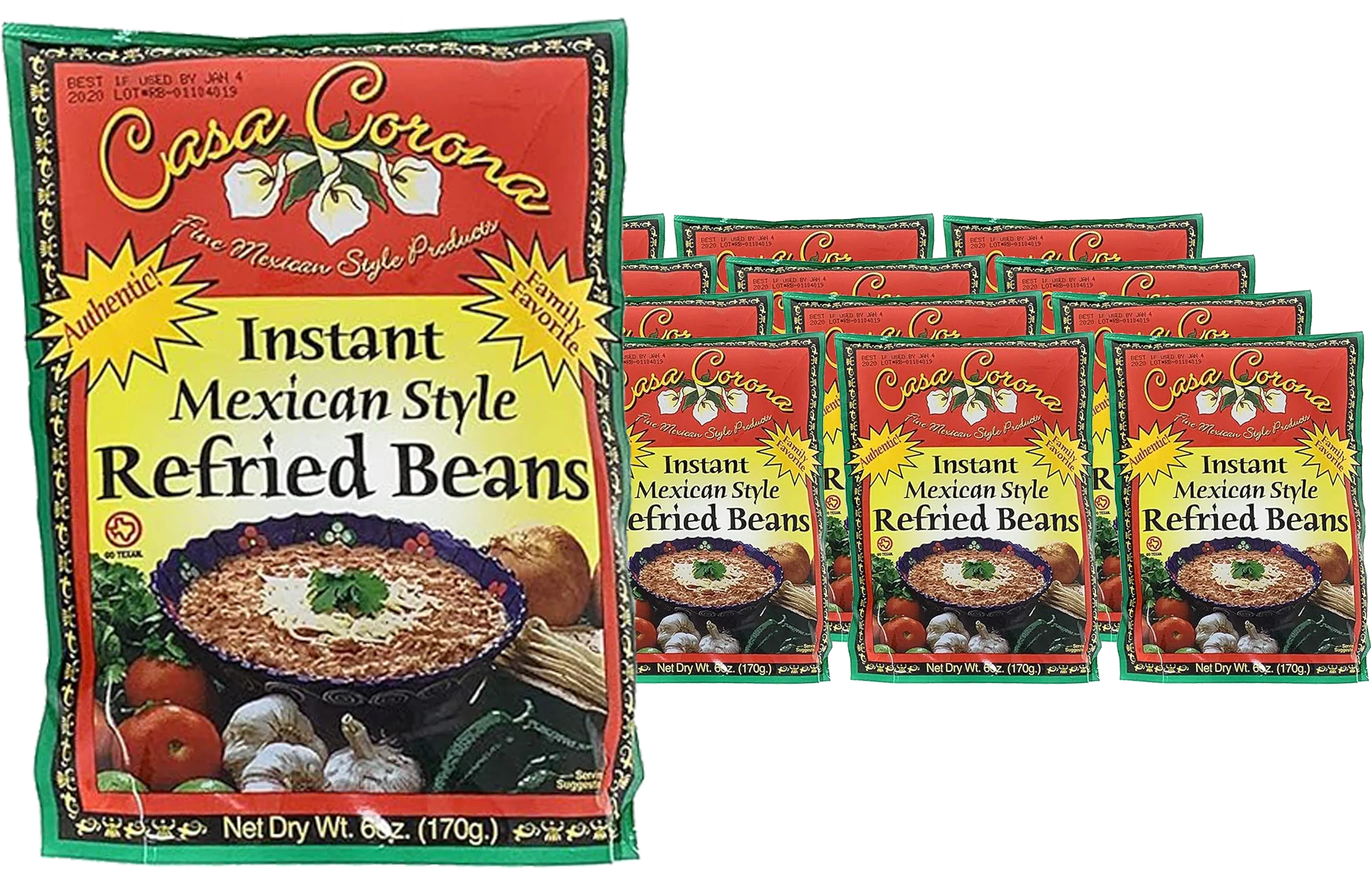 Instant Mexican Style Refried Beans (12 Pack)