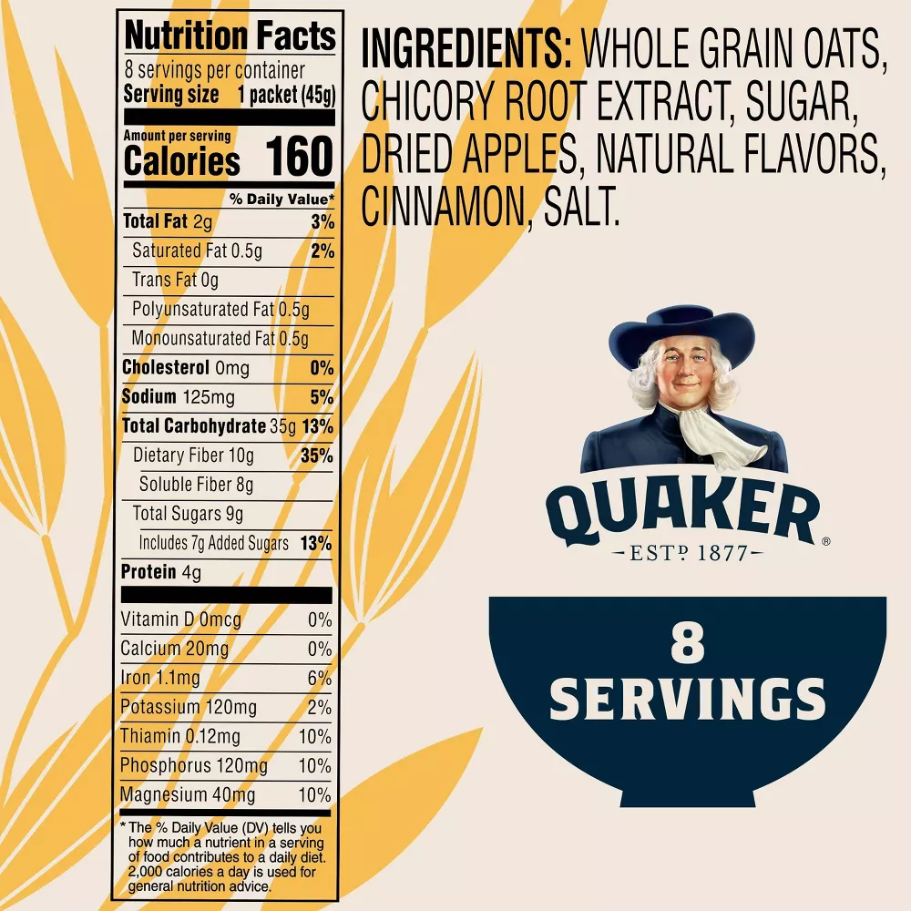 Instant Oatmeal High Fiber - Apple & Cinnamon (8 CT) - Image 3