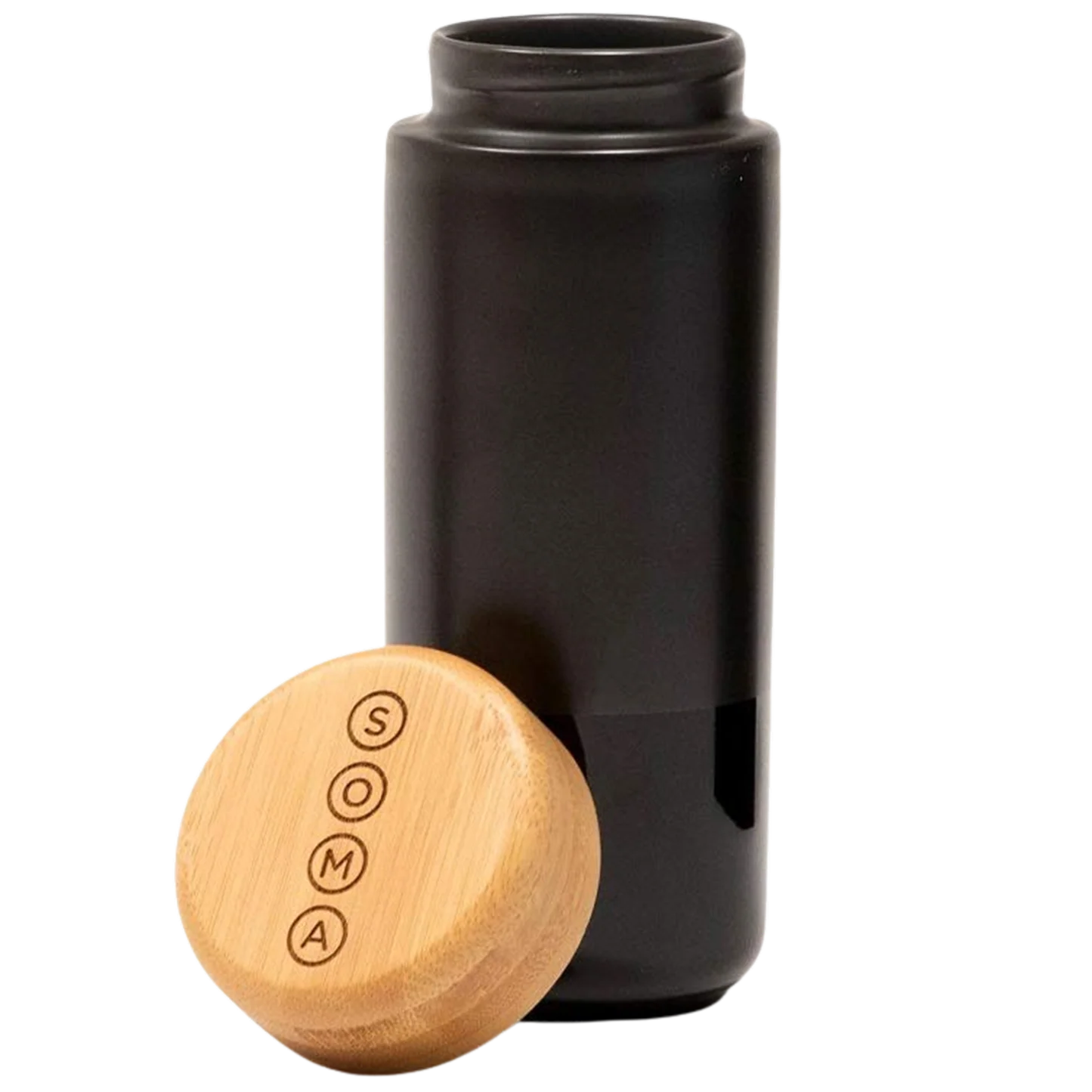 12oz Insulated Ceramic Mug With Bamboo Lid - Black
