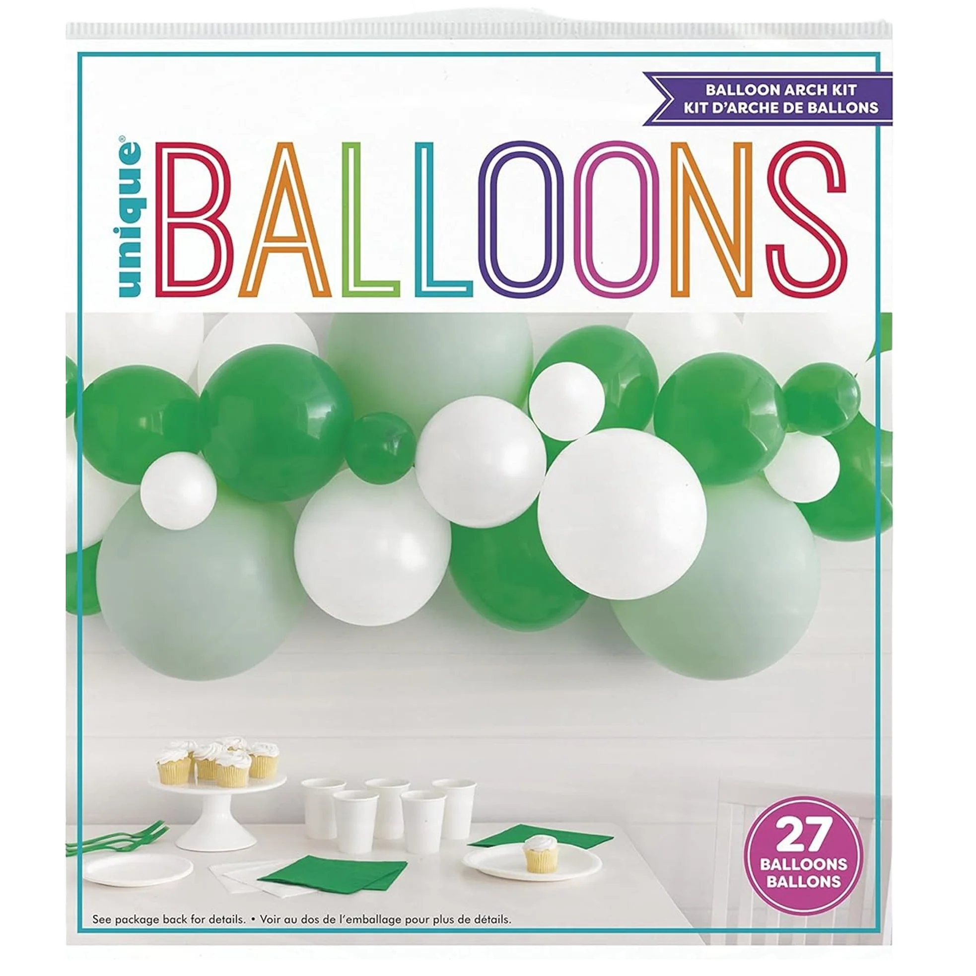 Ivory White & Matte Green Latex Balloon Arch Kit (27 CT) - Image 2