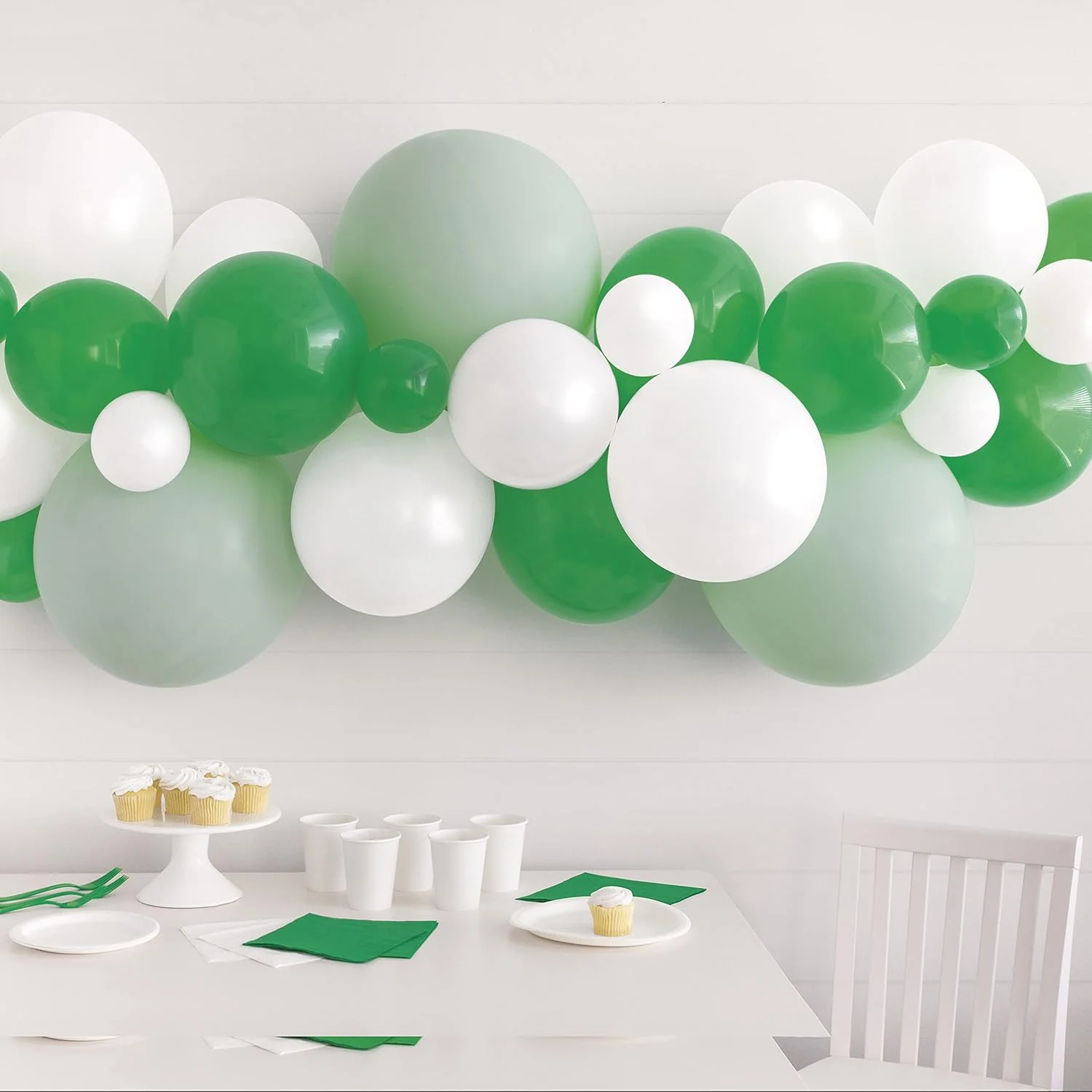 Ivory White & Matte Green Latex Balloon Arch Kit (27 CT) - Image 3