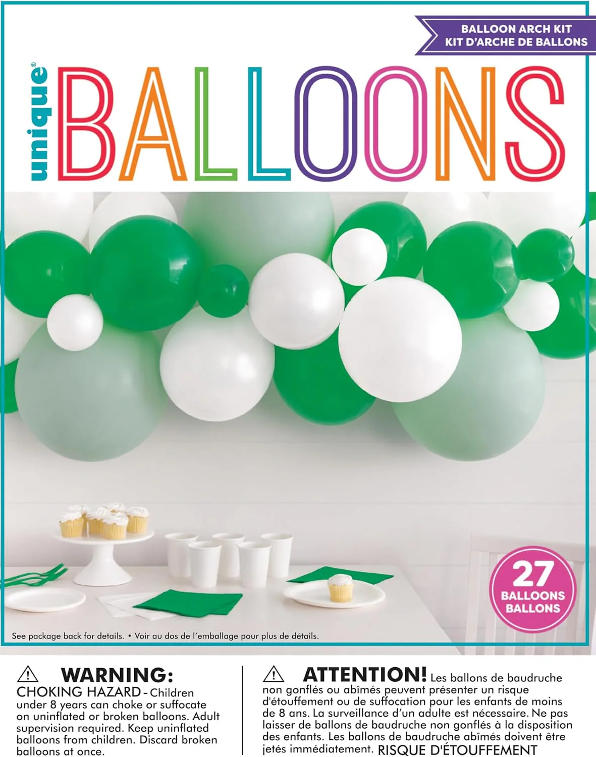 Ivory White & Matte Green Latex Balloon Arch Kit (27 CT) - Image 4