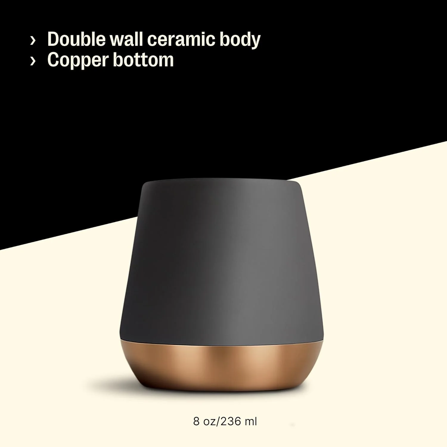 8oz Joey Double Wall Ceramic Coffee Mug - Matte Black - Image 2