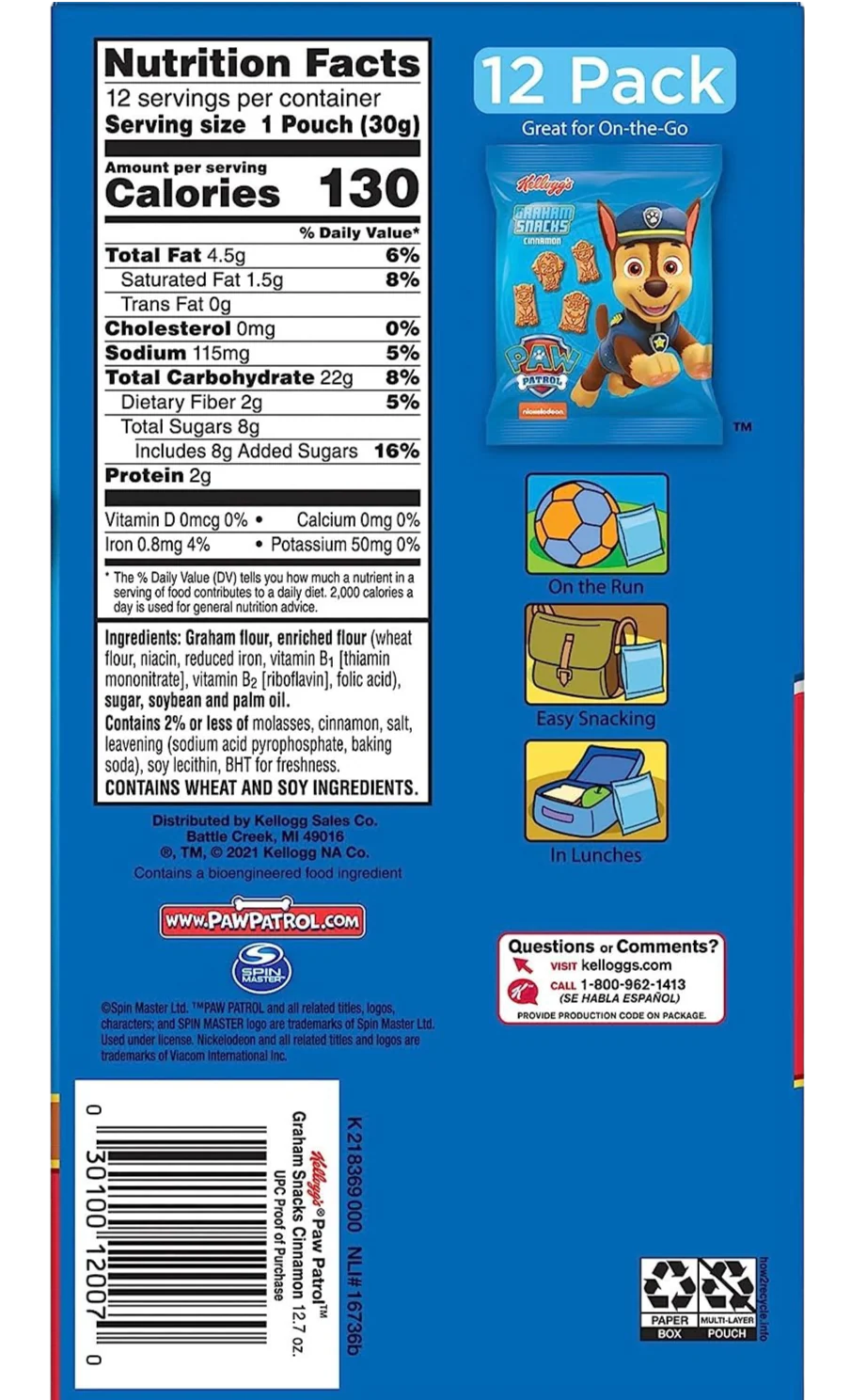 Keebler PAW Patrol Graham Snacks Cinnamon (12 CT) - Image 2