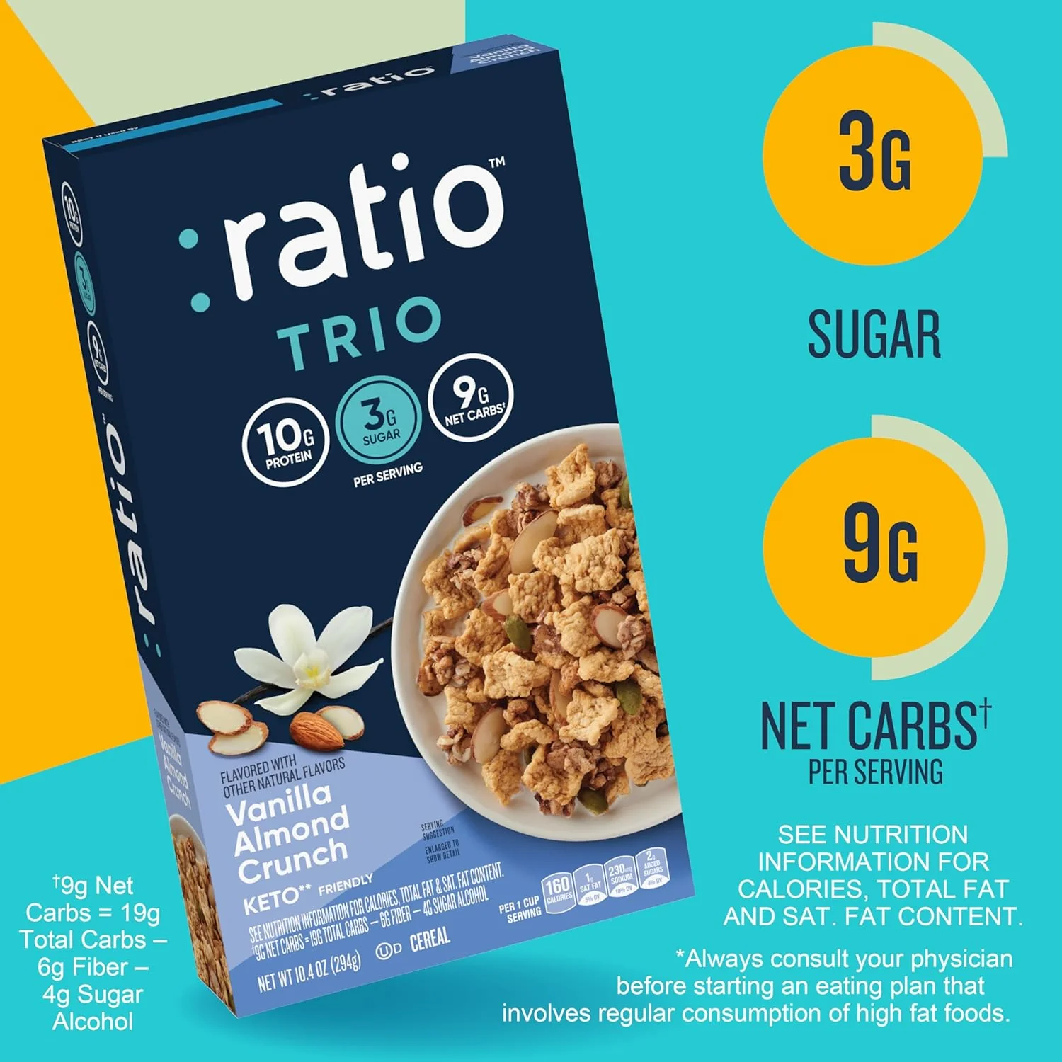 Keto Friendly Ratio Vanilla Almond Crunch Breakfast Cereal - Image 3