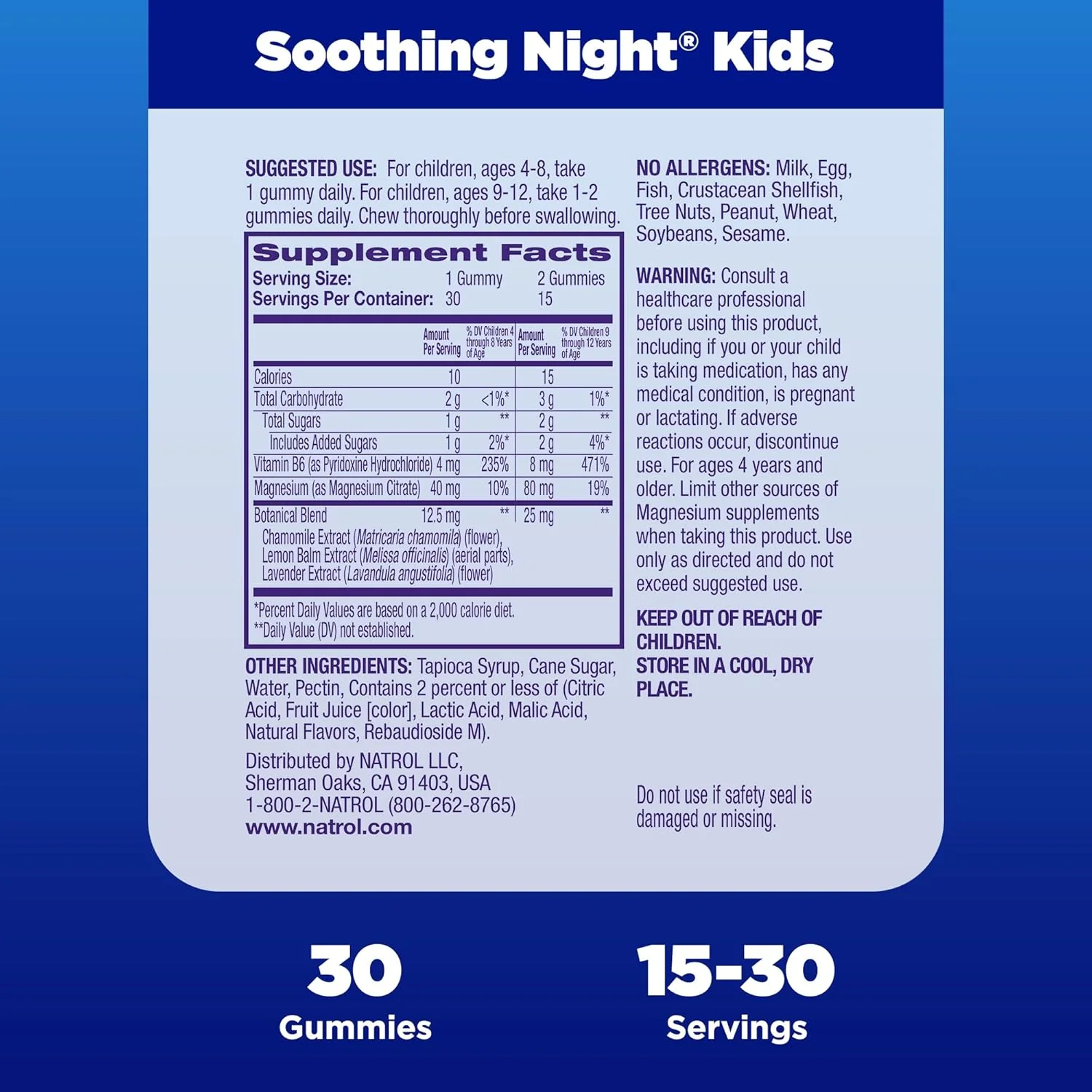Kids Soothing Night Melatonin-Free Sleep Gummies (30 CT) - Image 2
