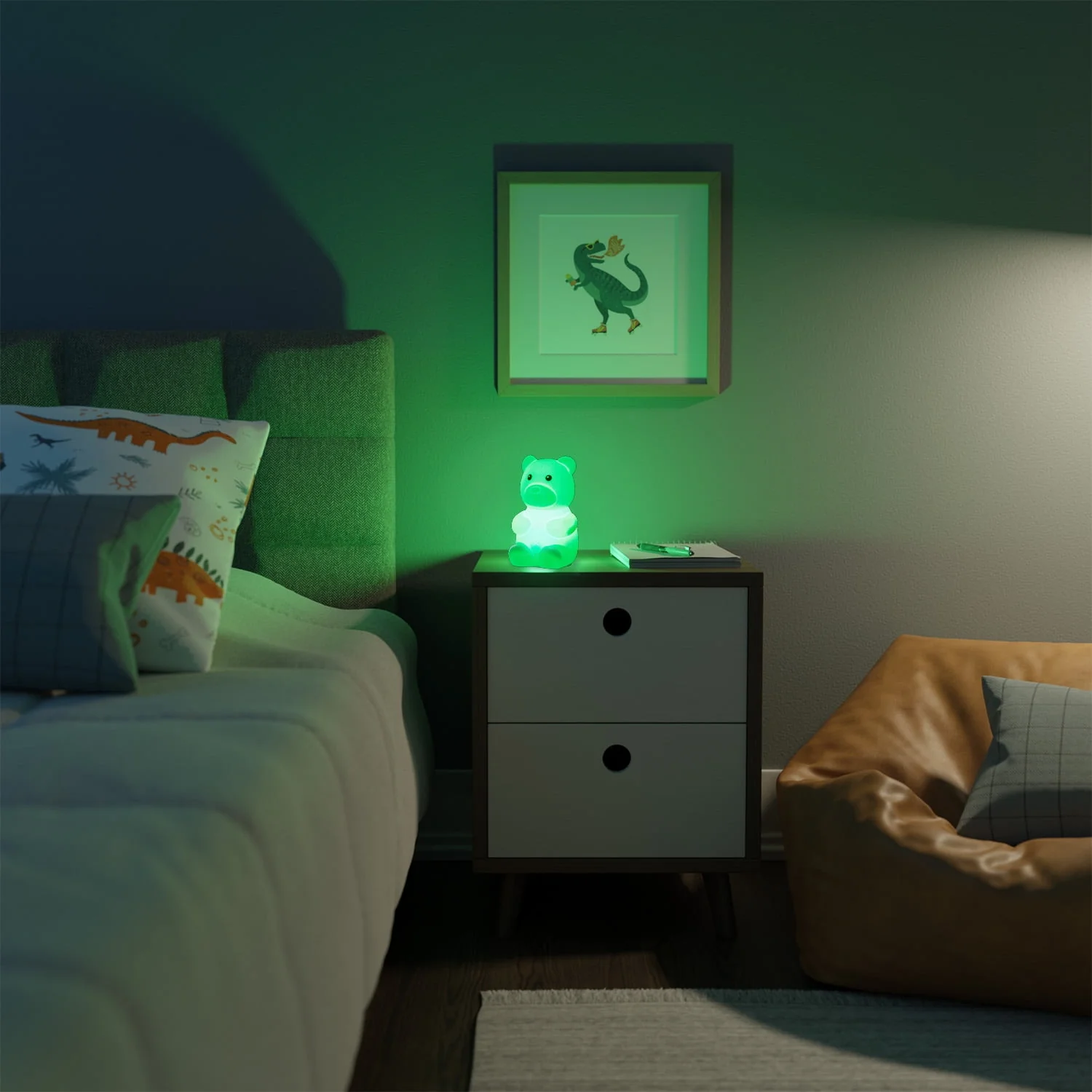 LED White Bear Multicolor Silicone Kids Night Light - Image 3