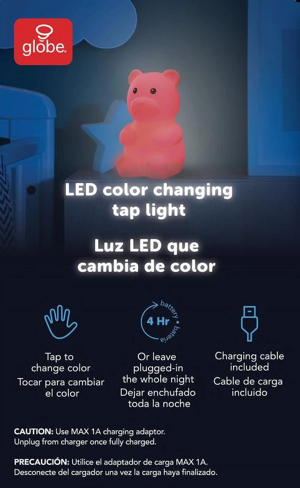 LED White Bear Multicolor Silicone Kids Night Light - Image 4