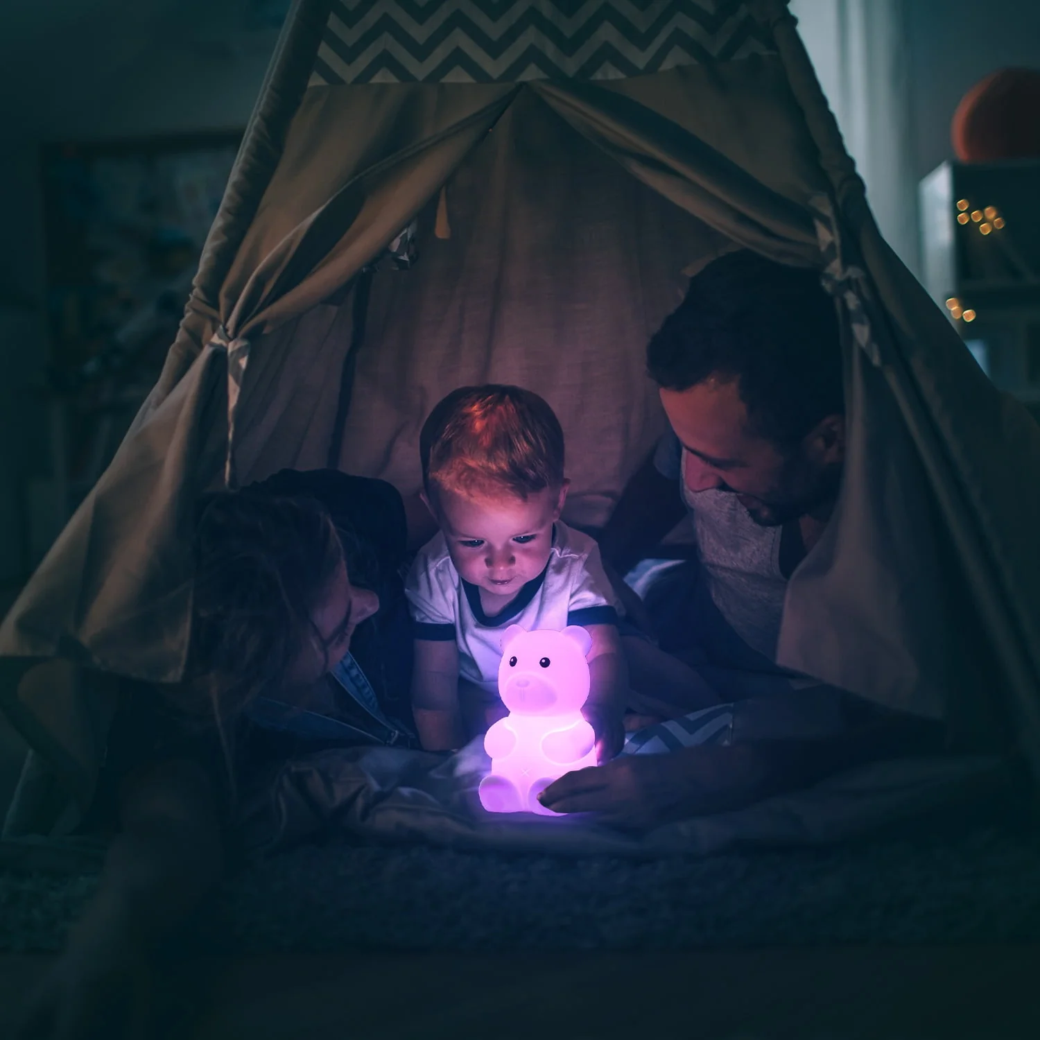 LED White Bear Multicolor Silicone Kids Night Light - Image 5