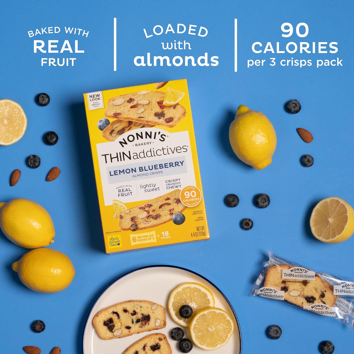 Lemon Blueberry Biscotti Almond Cookie Thins (6 packs of 3) - Image 4
