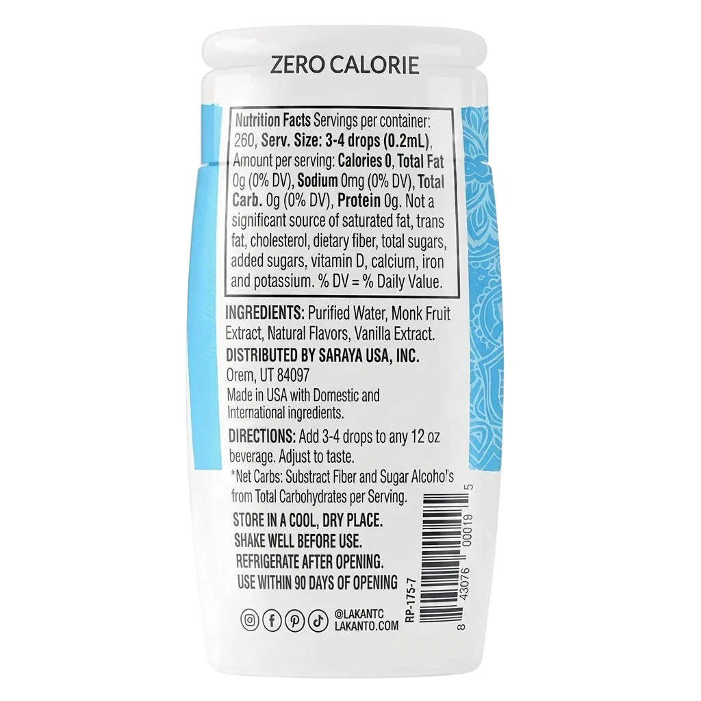 Liquid Monk Fruit Sweetener Extract Drops - Vanilla (6 CT) - Image 4