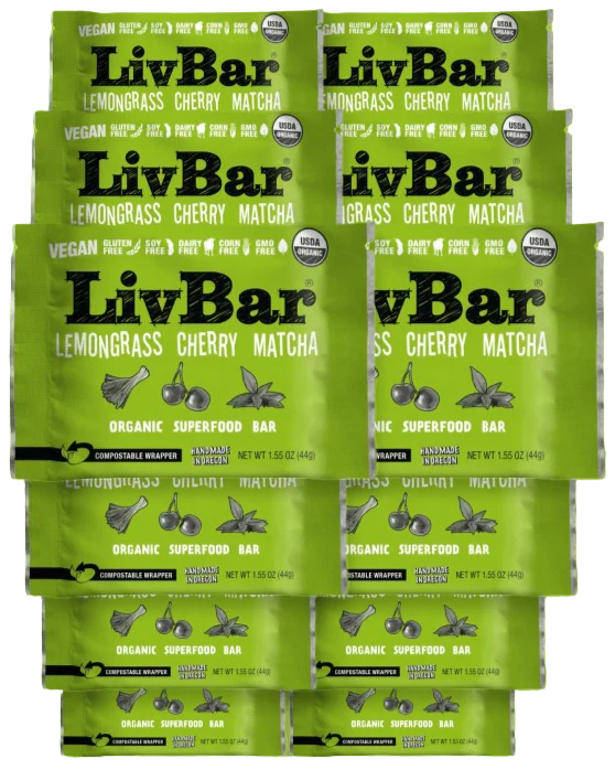 Lemongrass Cherry Matcha Organic Superfood Energy Bar (12 Pack)