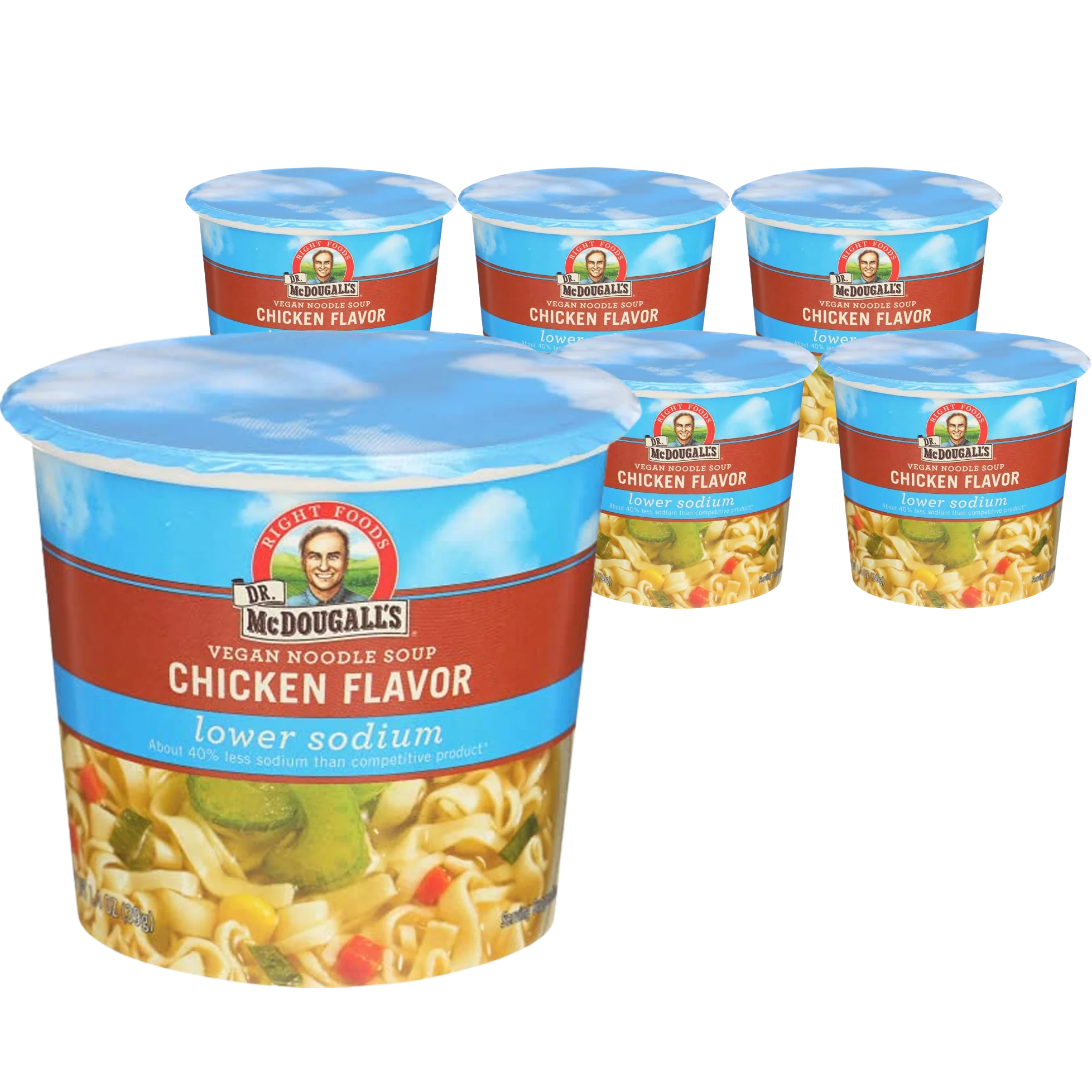 Lower Sodium Vegan Chicken Noodle Soup Cups (6 Pack)