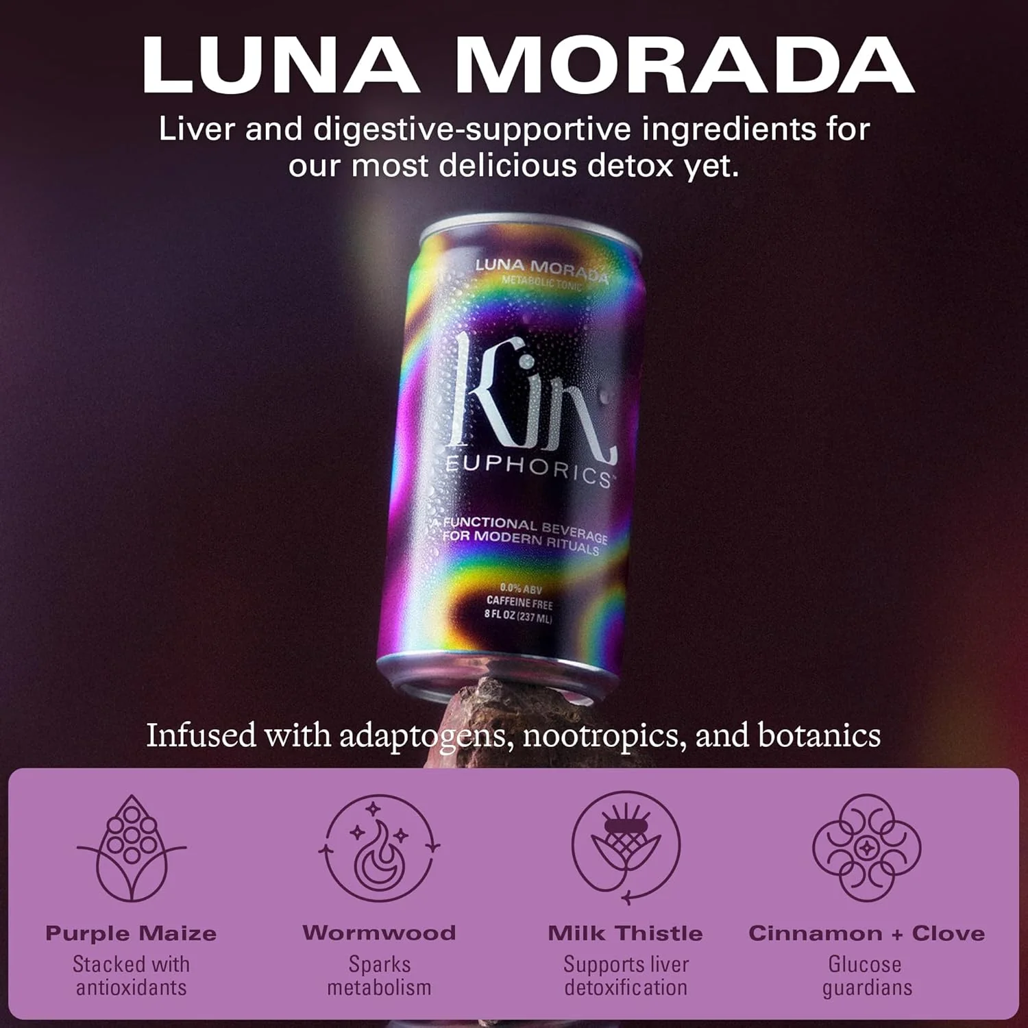Luna Morada Nonalcoholic Functional Beverage (4 Pack) - Image 3