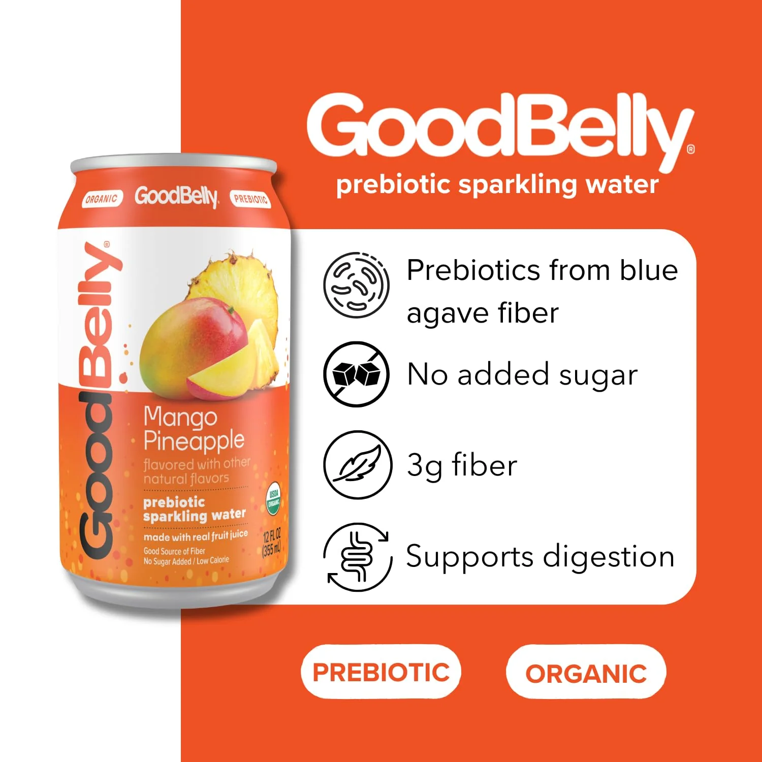 Mango Pineapple Prebiotic Sparkling Water (4 Pack) - Image 2