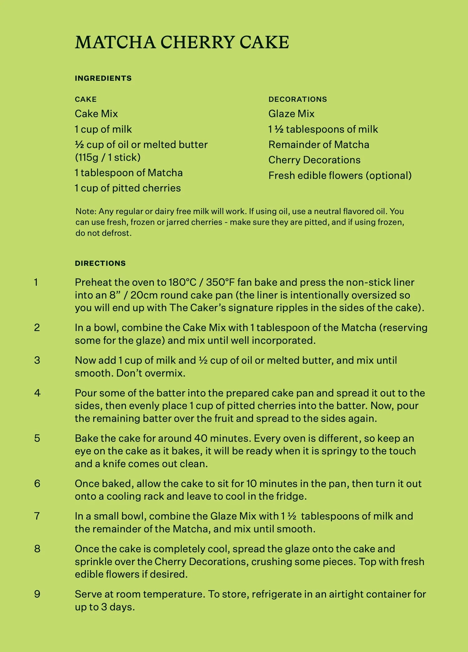 Matcha Cherry Cake Kit - Image 2