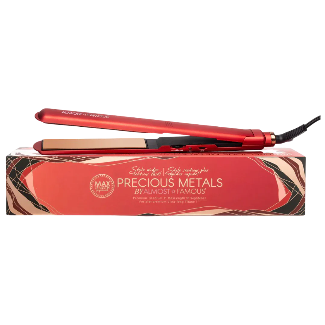 MaxLength 1" Flat Iron With Rose Gold Titanium Plates - Red