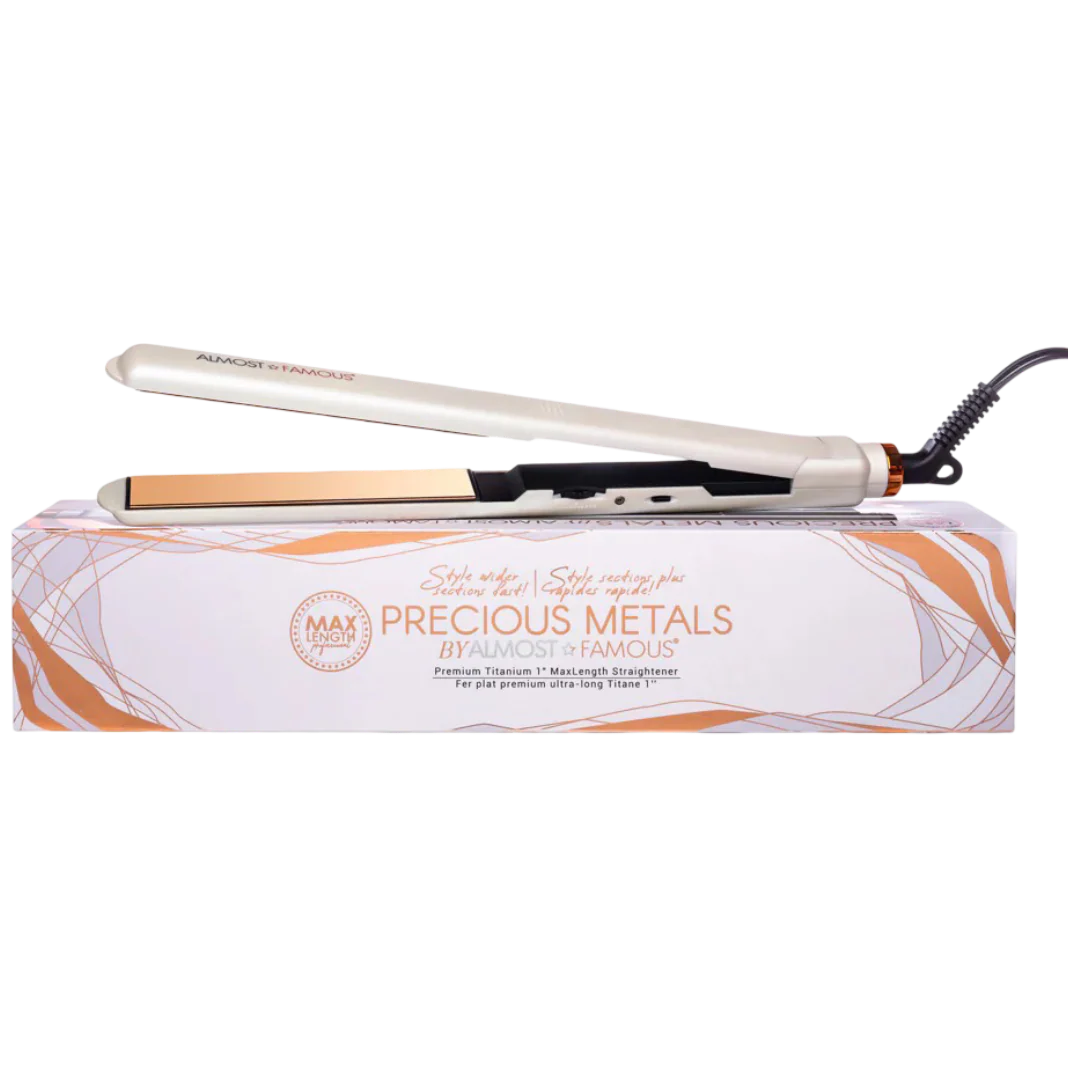 MaxLength 1" Flat Iron With Rose Gold Titanium Plates - White