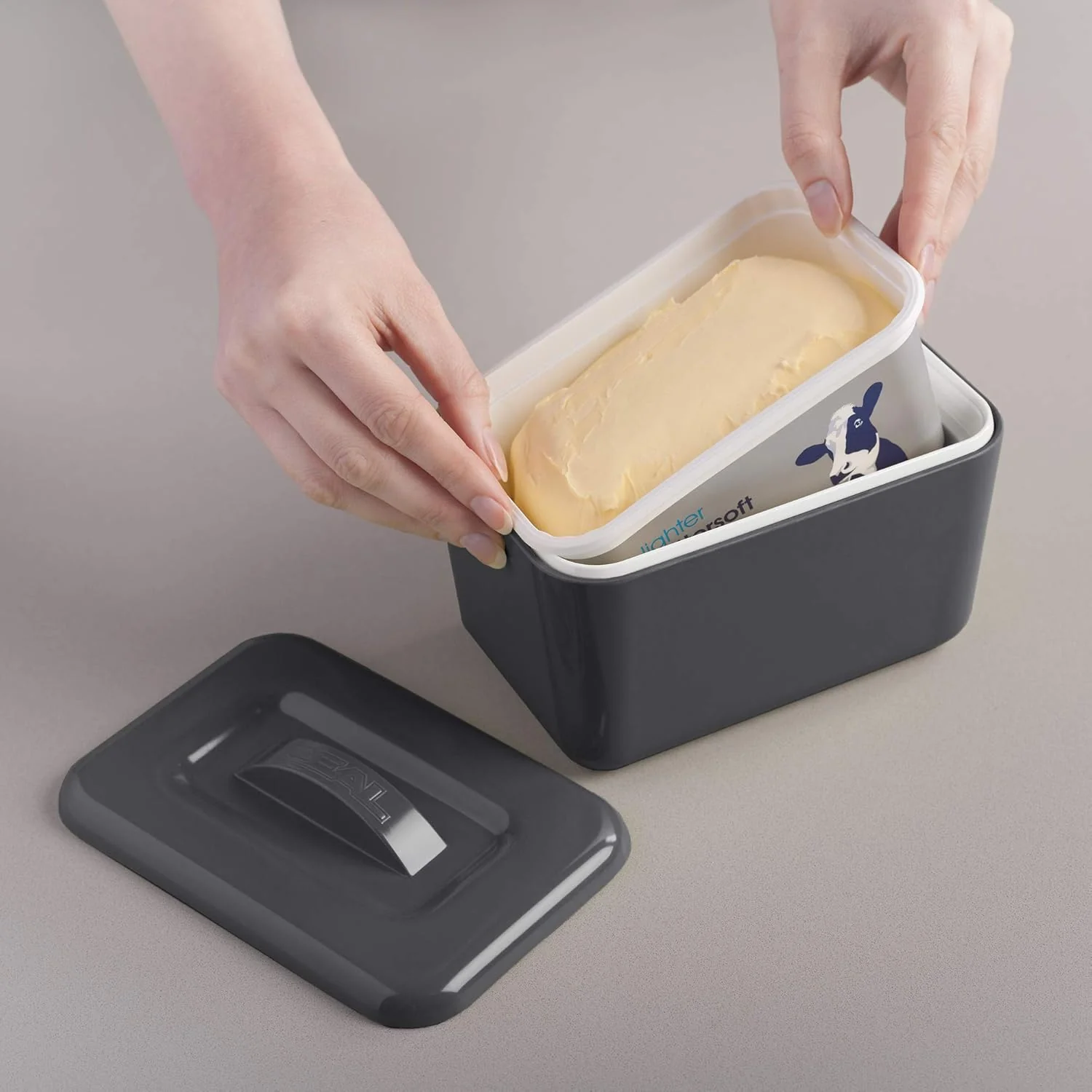 Double Walled Insulated Butter Dish - Dark Gray - Image 3