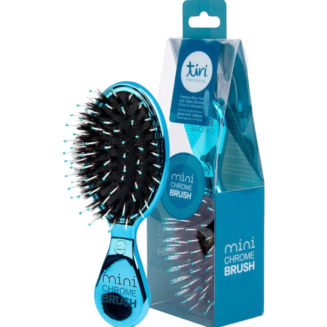 Mini Boar Bristle Purse Hair Brush - Turquoise