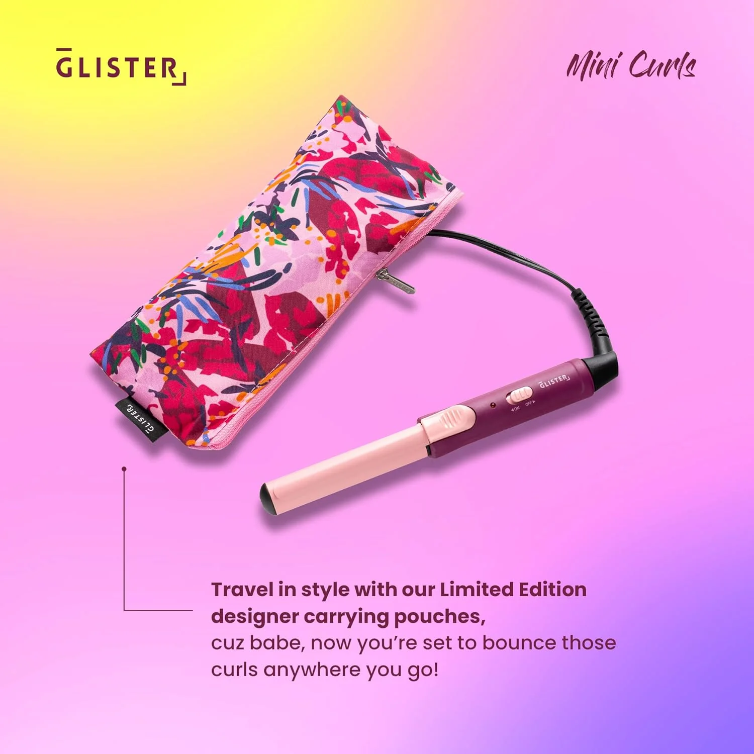 Mini Curls Travel Clip Curler with Carrying Pouch - Plum - Image 6