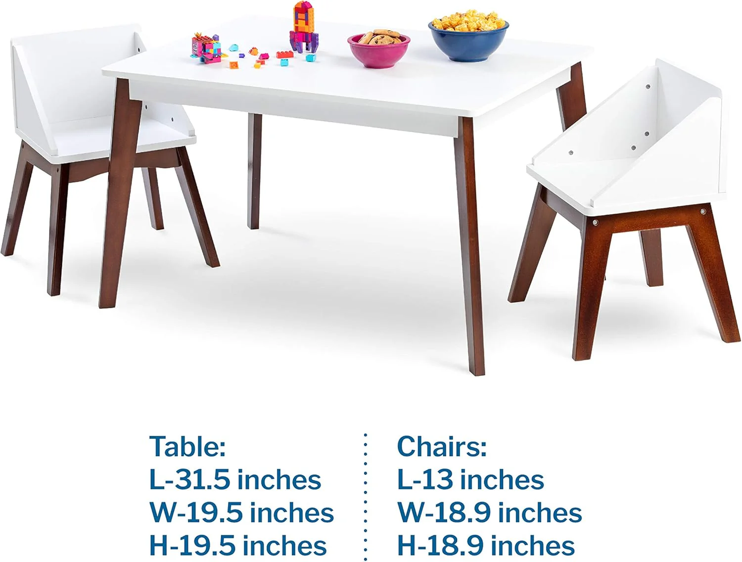 Modern Table And Chair Set Chairs - White/Espresso - Image 3