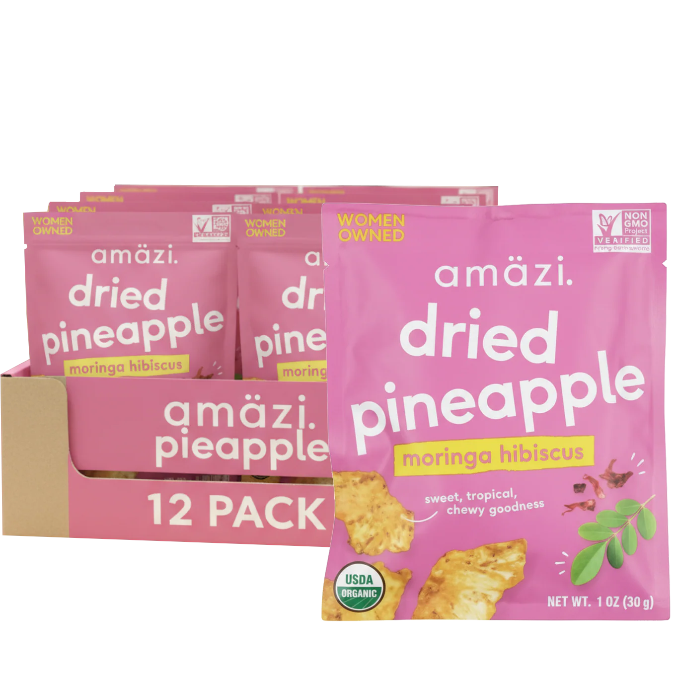 Moringa Hibiscus Dried Pineapple (12 Pack)