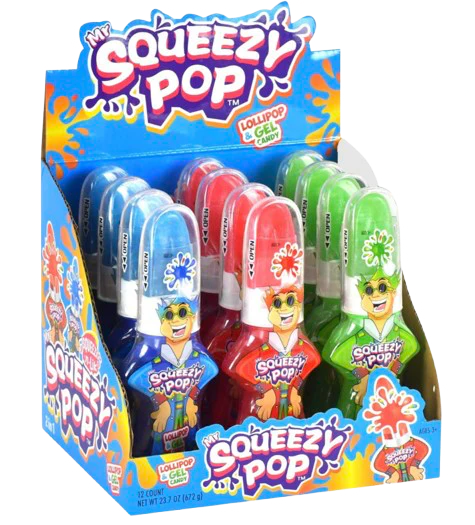 Mr. Squeezy Lollipop & Gel Candy (12 Pack)