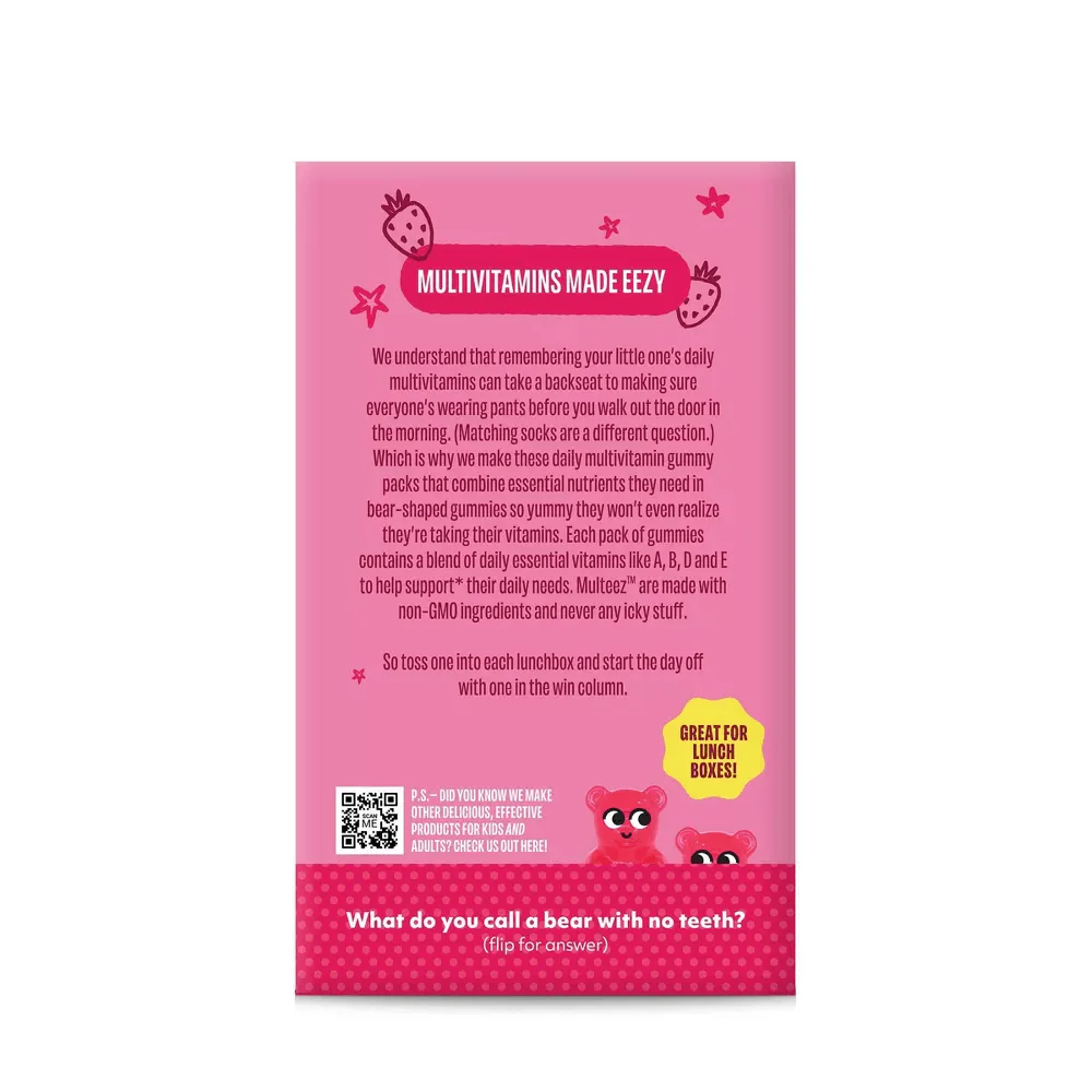 Multeez Daily Multivitamin Gummy Packs For Kids - Strawberry Splash - Image 3