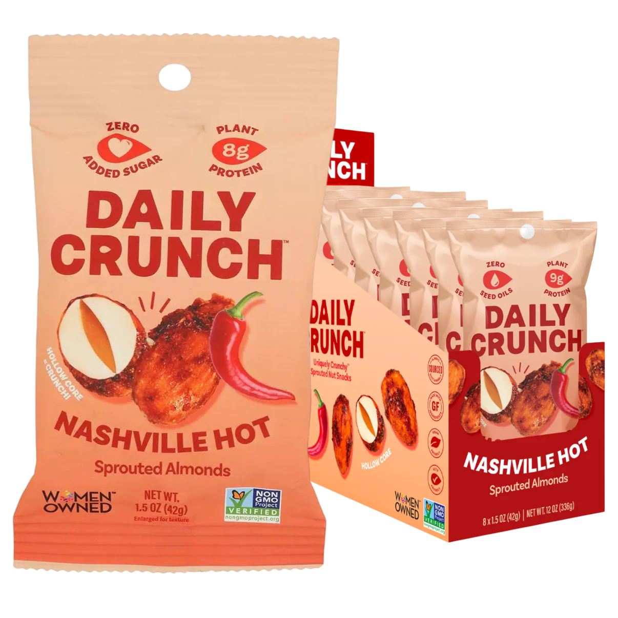 Nashville Hot Sprouted Almonds (8 Packs)
